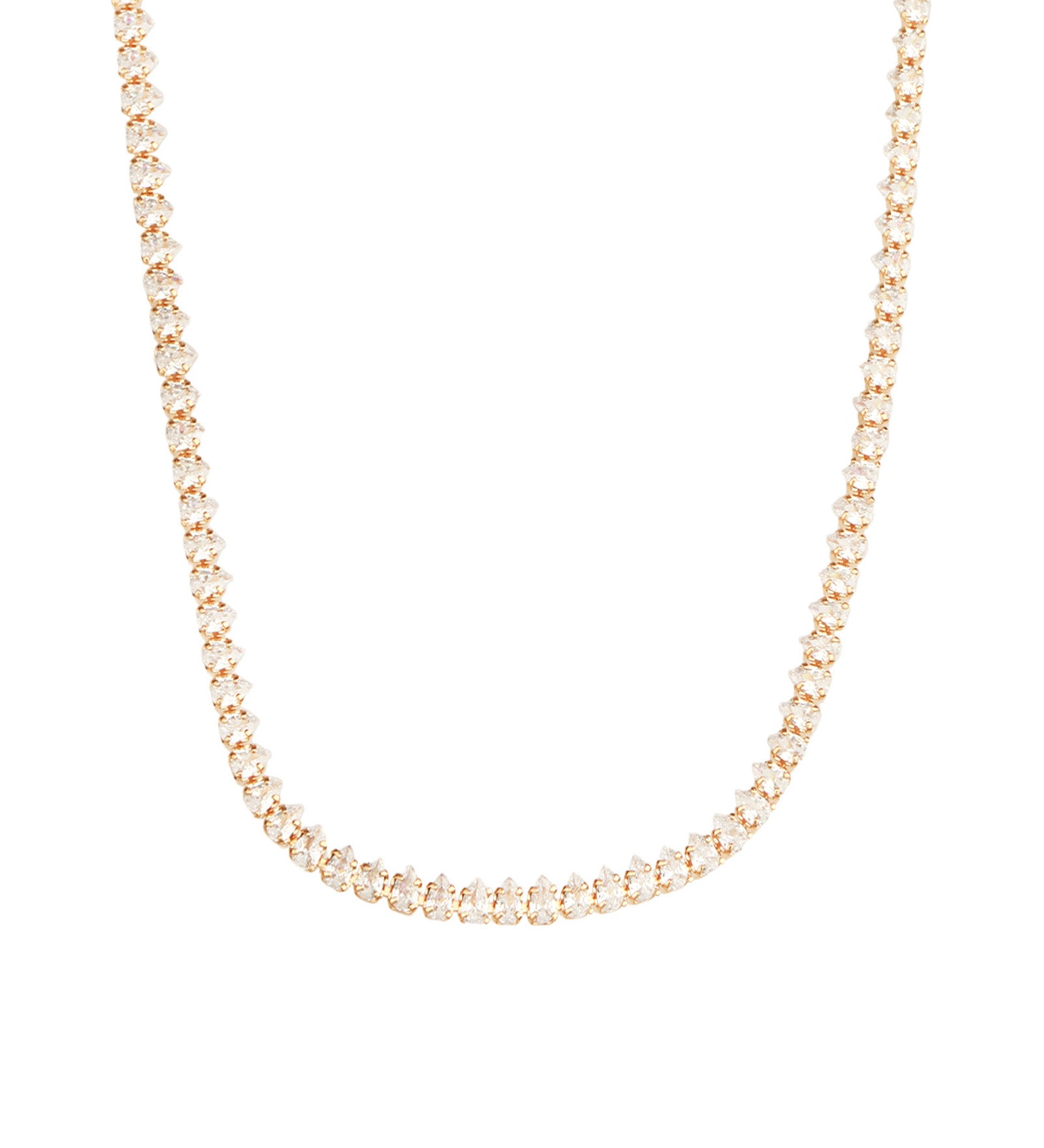 Baseline-Teardrop CZ Tennis Necklace-Necklaces-18k Gold Plated, Cubic Zirconia-Blue Ruby Jewellery-Vancouver Canada