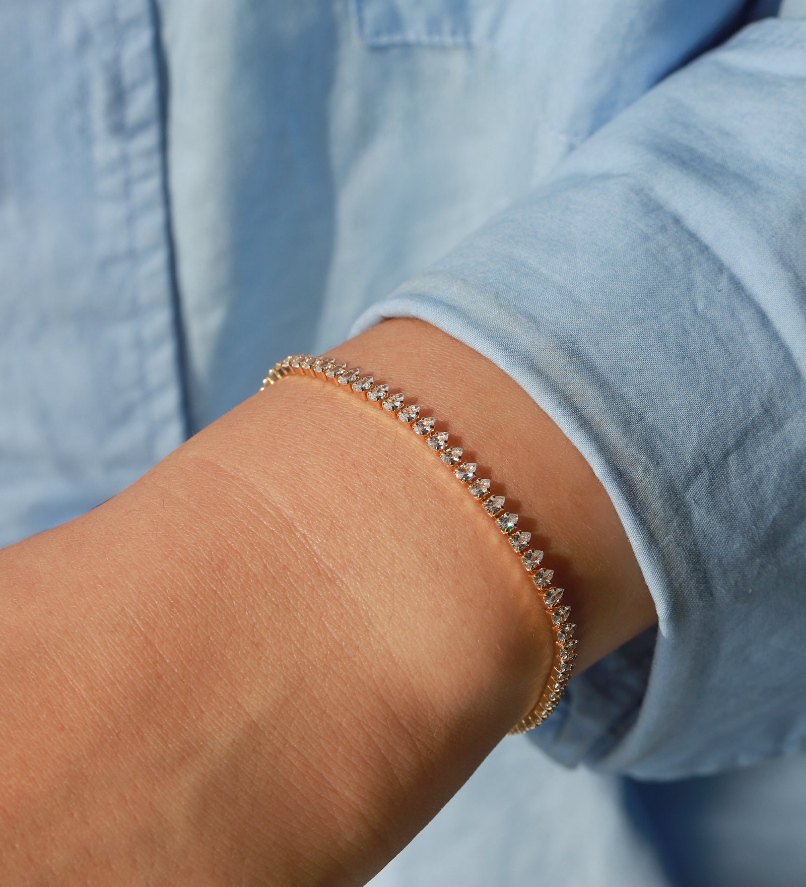 Baseline-Teardrop CZ Tennis Bracelet-Bracelets-Blue Ruby Jewellery-Vancouver Canada