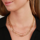 3 Row Mix Paperclip Necklace