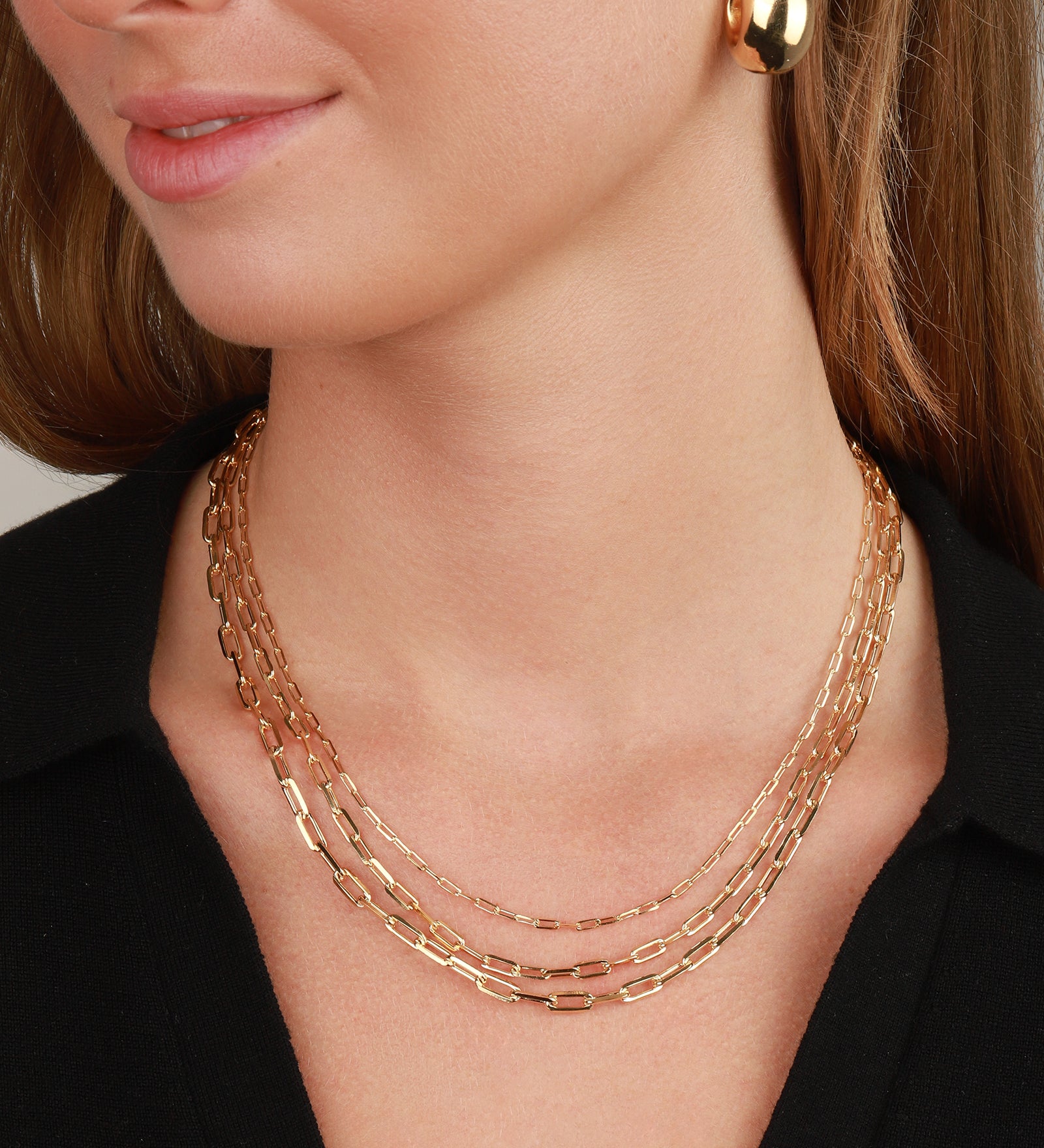 Baseline-3 Row Mix Paperclip Necklace-Necklaces-Blue Ruby Jewellery-Vancouver Canada