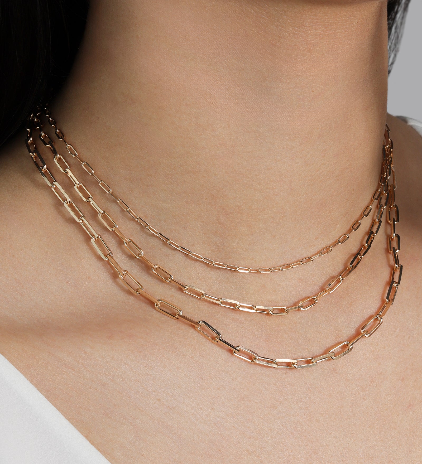 Baseline-3 Row Mix Paperclip Necklace-Necklaces-Blue Ruby Jewellery-Vancouver Canada