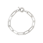 Paperclip Chain Bracelet Rhodium Plated