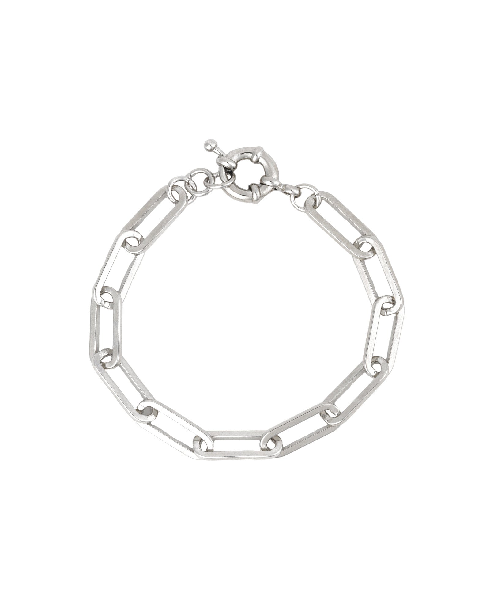 Paperclip Chain Bracelet Rhodium Plated