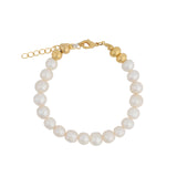 7 Pearl Bracelet 18k Gold Plated, White Pearl