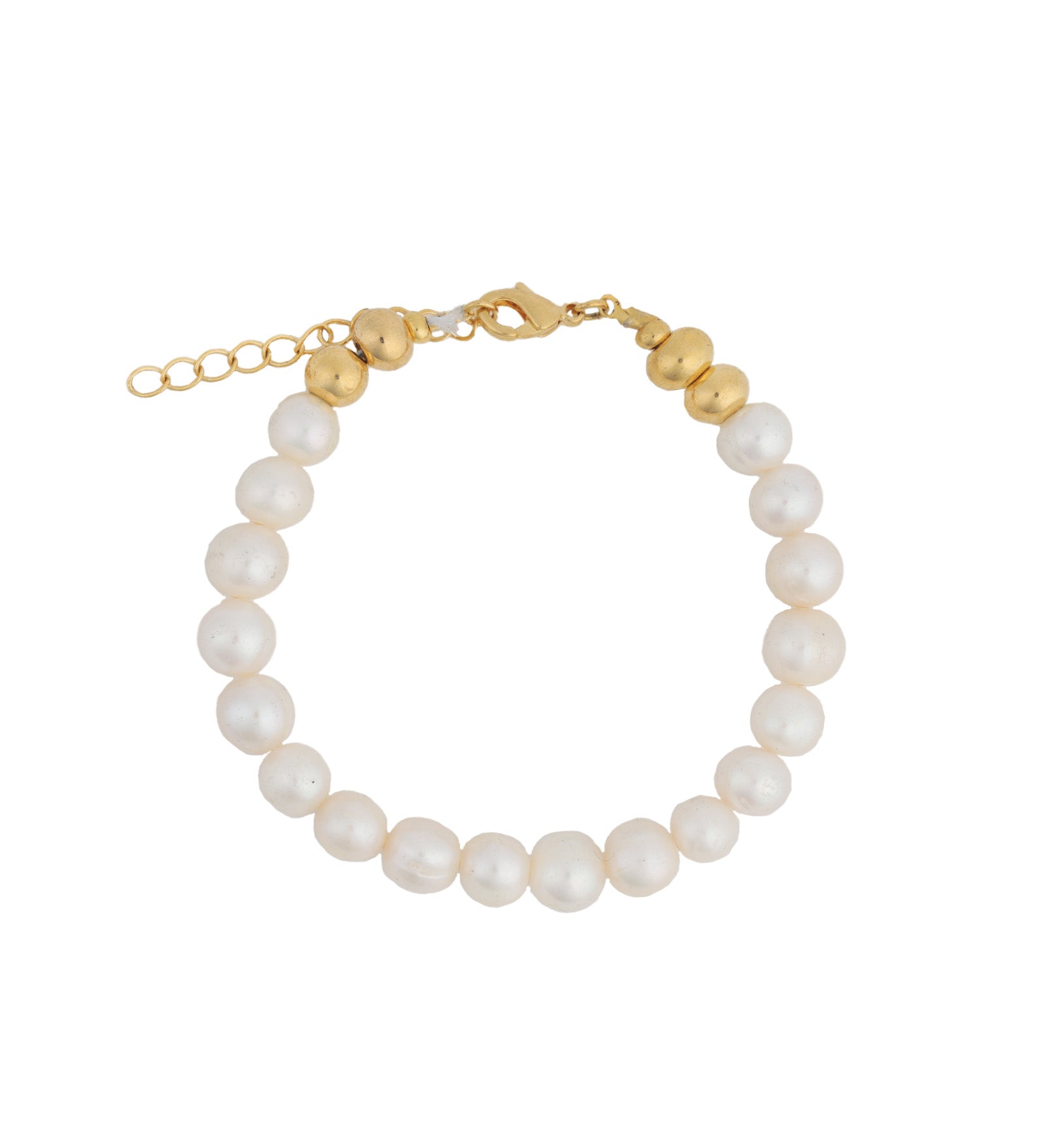 7 Pearl Bracelet 18k Gold Plated, White Pearl