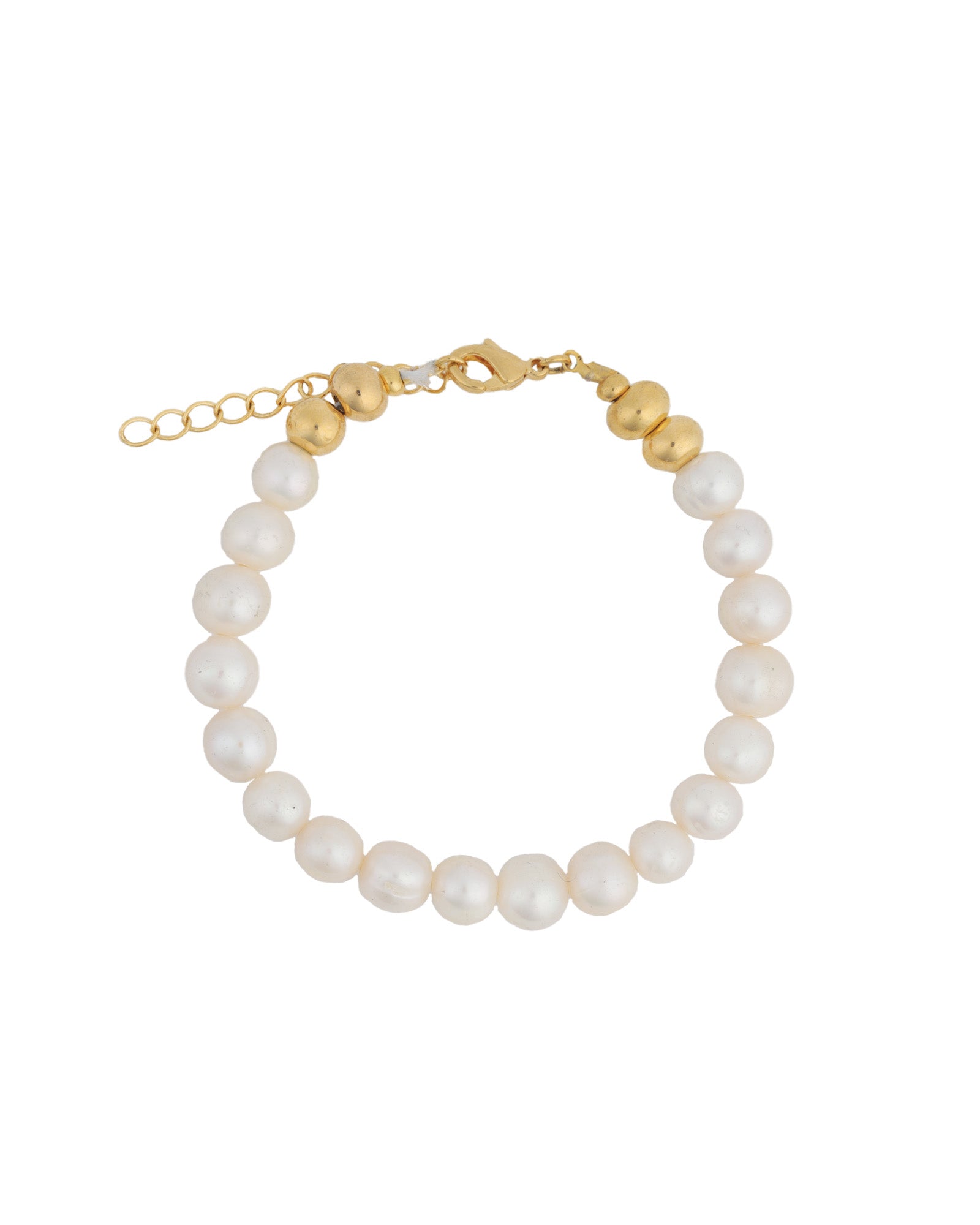 7 Pearl Bracelet 18k Gold Plated, White Pearl