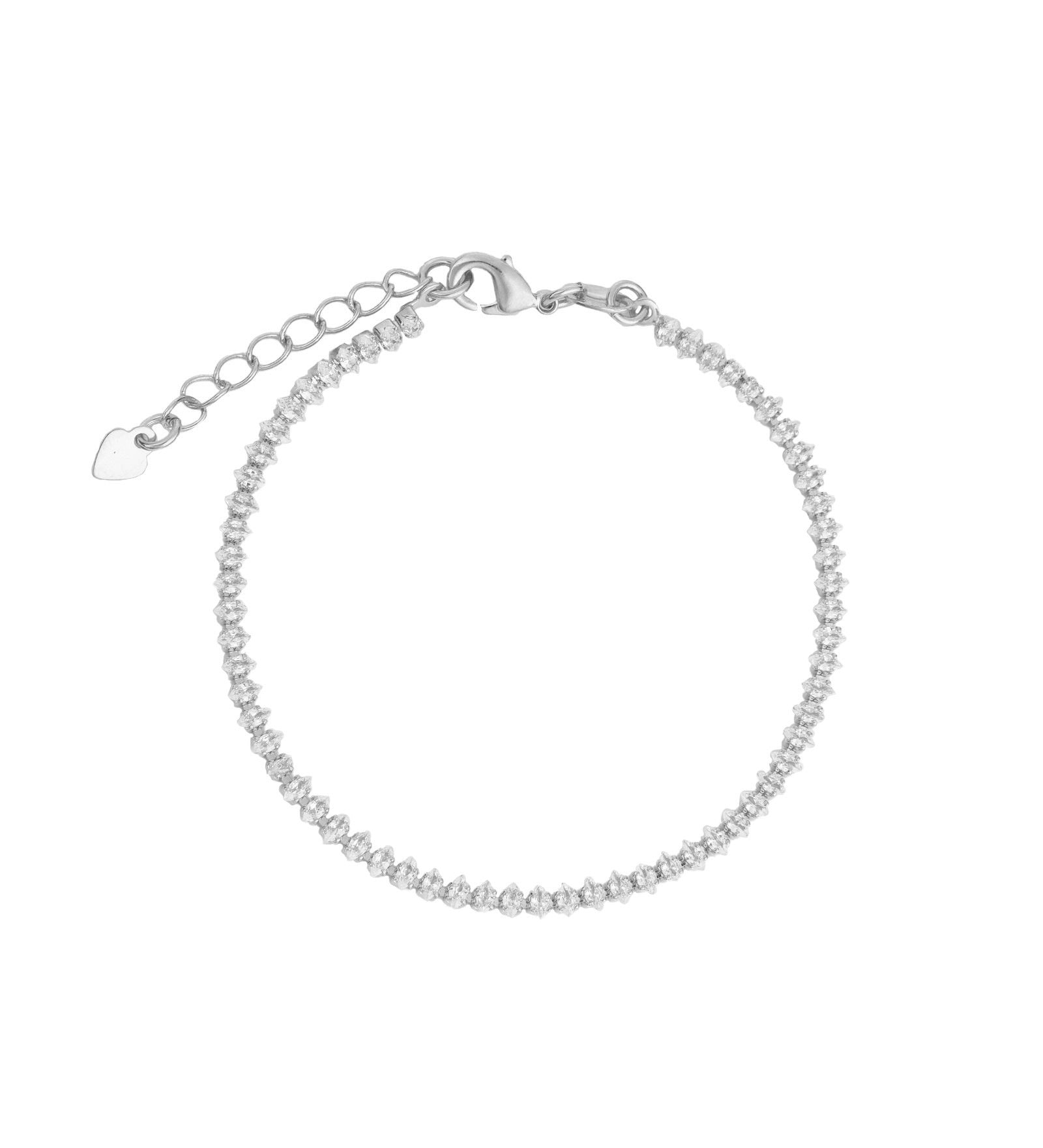 Baseline-Marquise CZ Bracelet | 3mm-Bracelets-Rhodium Plated, Cubic Zirconia-Blue Ruby Jewellery-Vancouver Canada
