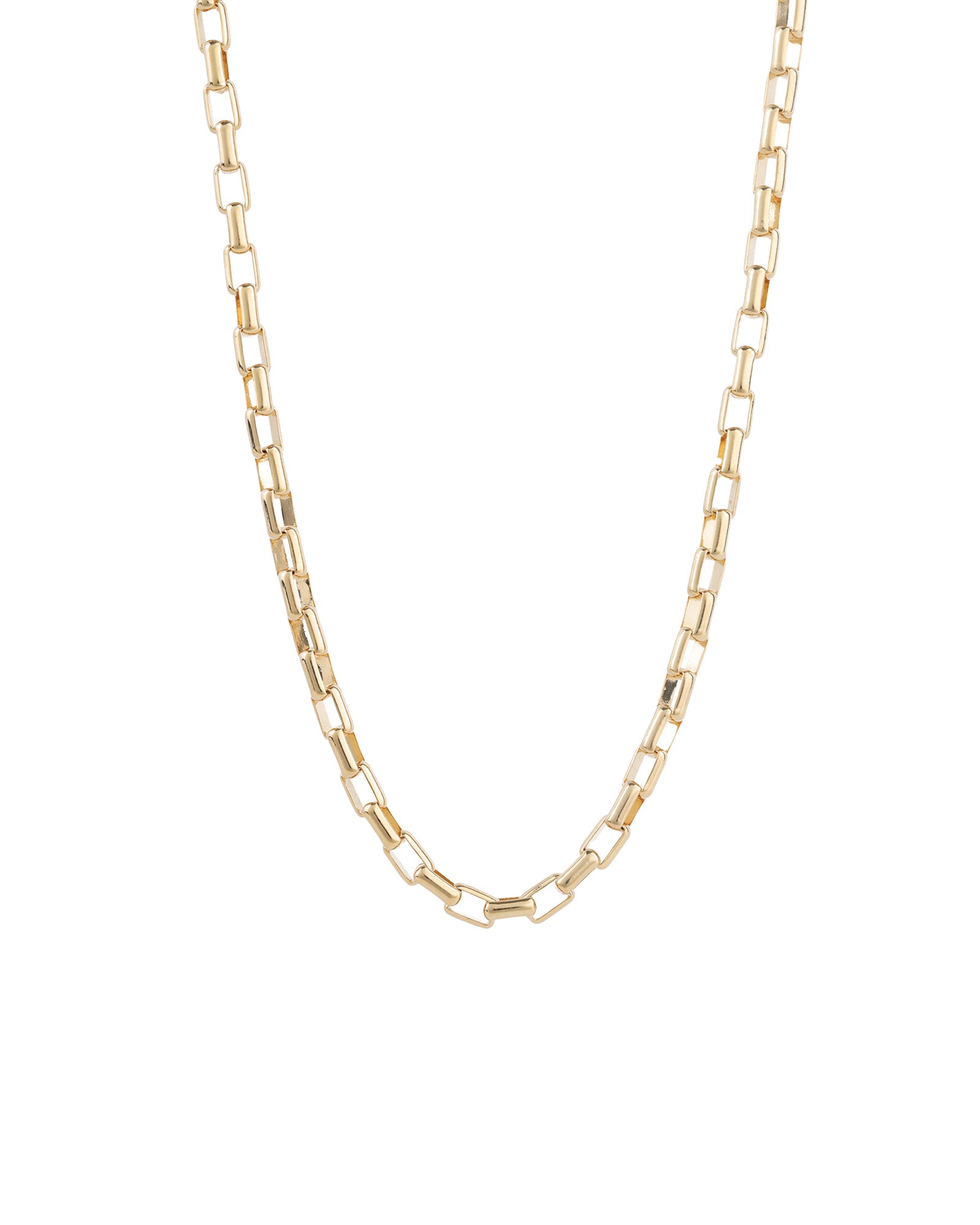 Rectangle Link Chain Necklace 18k Gold Plated