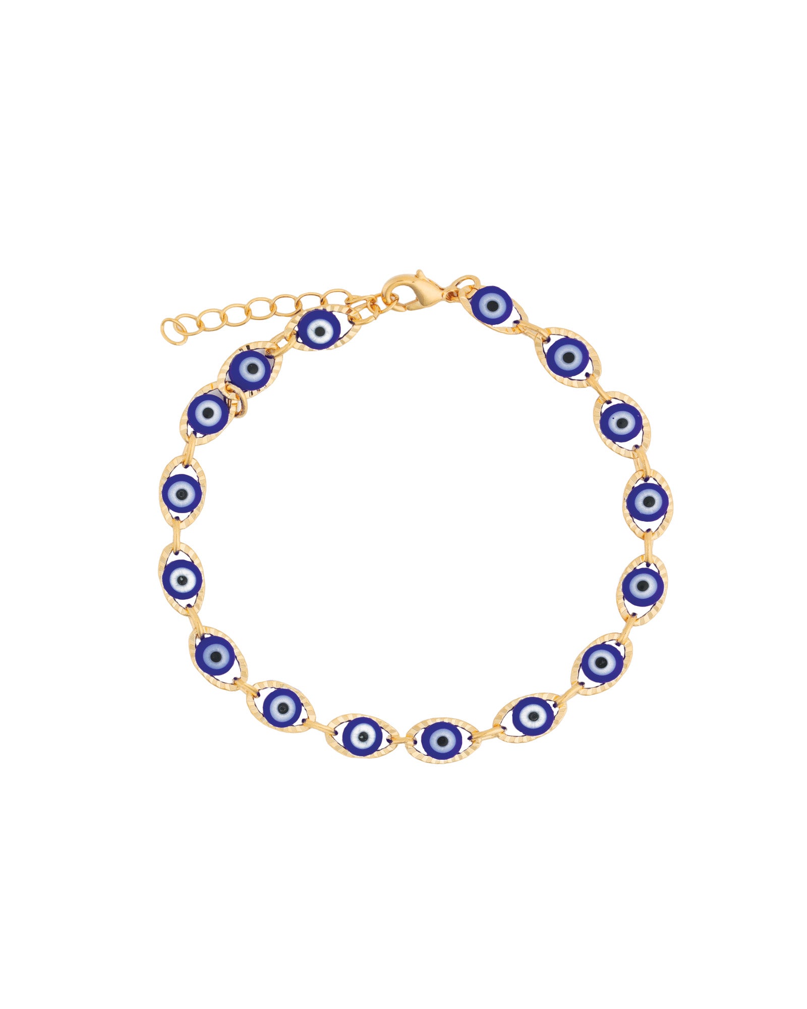 Evil Eye Texture Bracelet 18k Gold Plated, Enamel