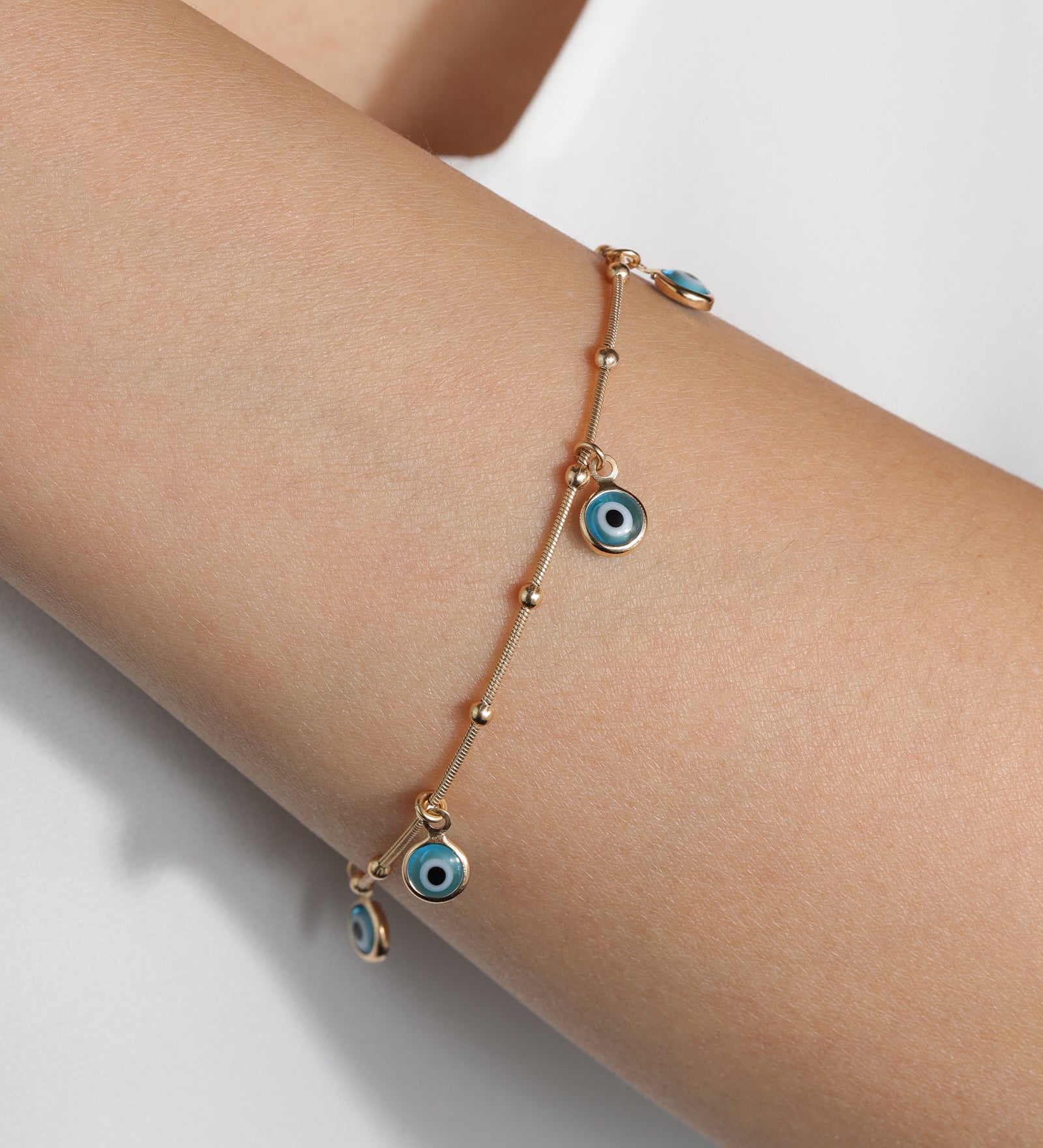 Baseline-Evil Eye Snake Chain Bracelet-Bracelets-Blue Ruby Jewellery-Vancouver Canada