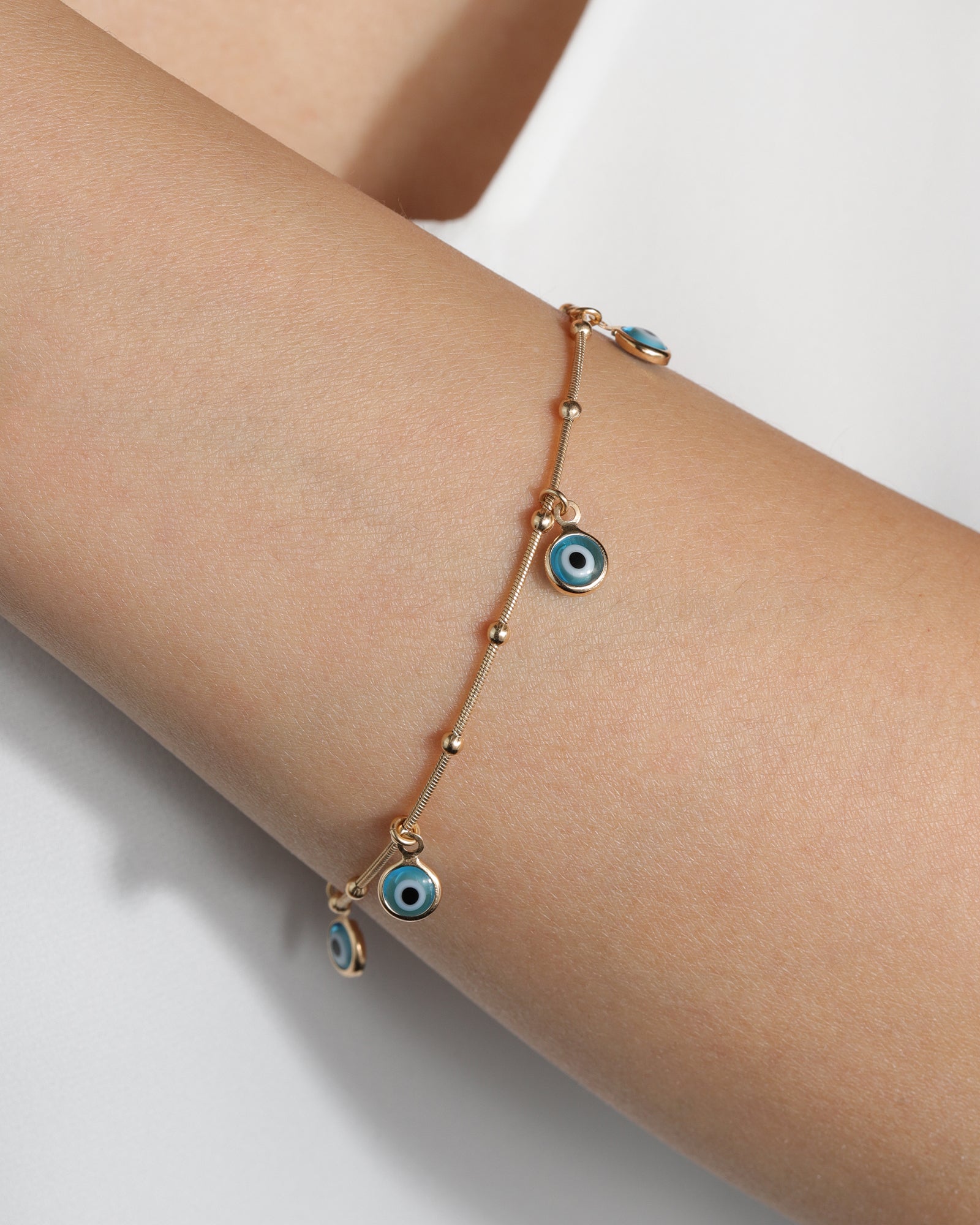 Baseline-Evil Eye Snake Chain Bracelet-Bracelets-Blue Ruby Jewellery-Vancouver Canada
