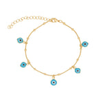 Baseline-Evil Eye Snake Chain Bracelet-Bracelets-18k Gold Plated, Enamel-Blue Ruby Jewellery-Vancouver Canada
