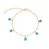 Baseline-Evil Eye Snake Chain Bracelet-Bracelets-18k Gold Plated, Enamel-Blue Ruby Jewellery-Vancouver Canada
