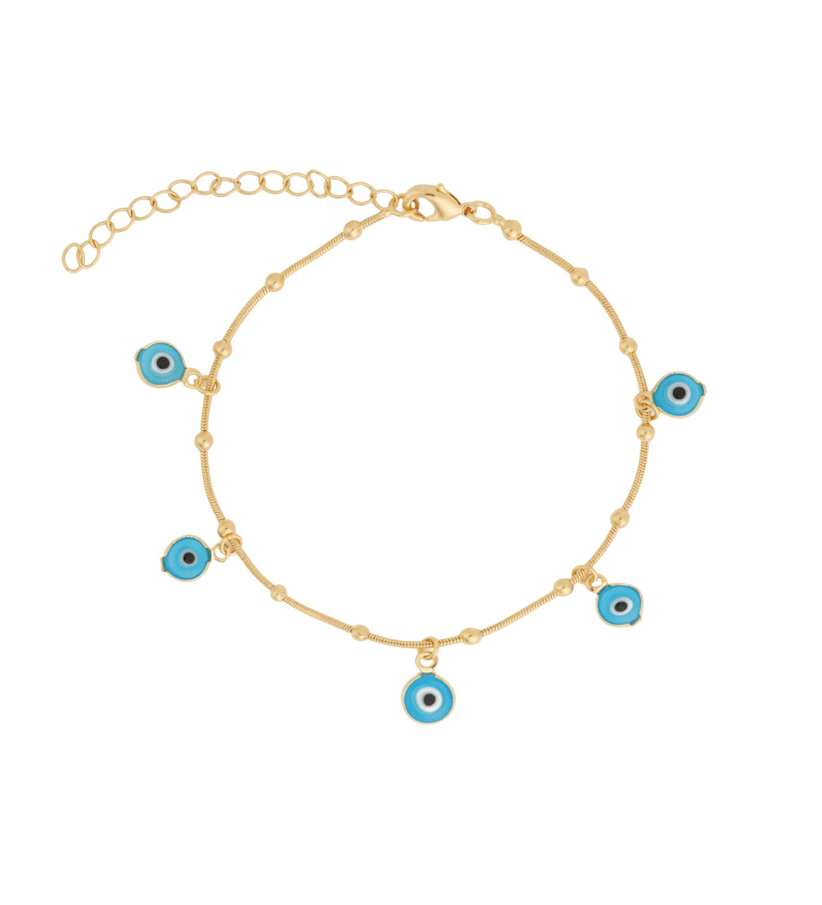 Baseline-Evil Eye Snake Chain Bracelet-Bracelets-18k Gold Plated, Enamel-Blue Ruby Jewellery-Vancouver Canada