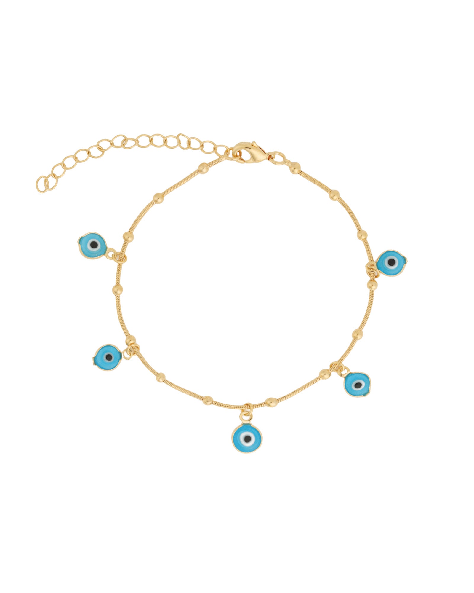 Baseline-Evil Eye Snake Chain Bracelet-Bracelets-18k Gold Plated, Enamel-Blue Ruby Jewellery-Vancouver Canada
