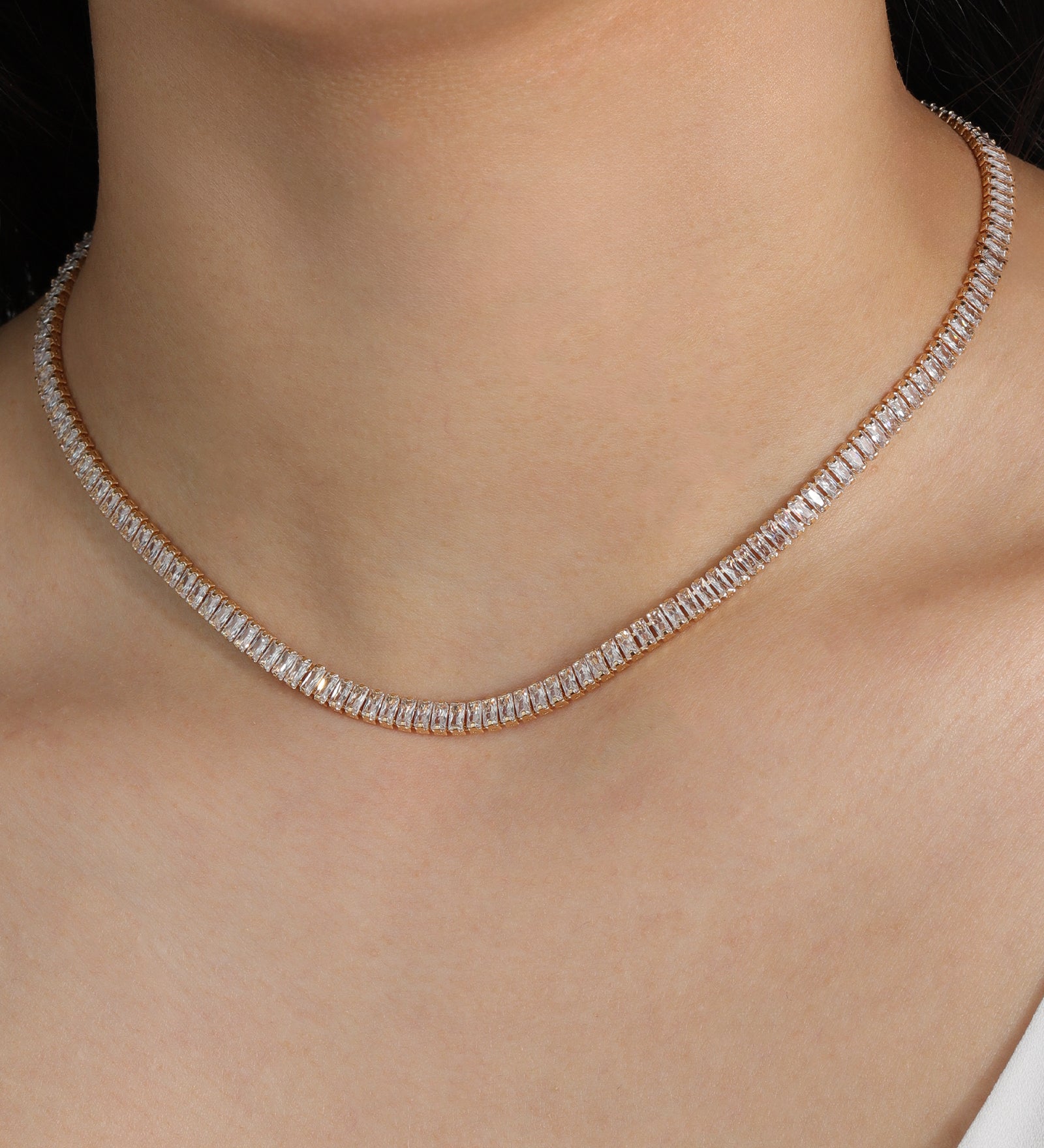Baseline-Baguette CZ Necklace | 4mm-Necklaces-Blue Ruby Jewellery-Vancouver Canada