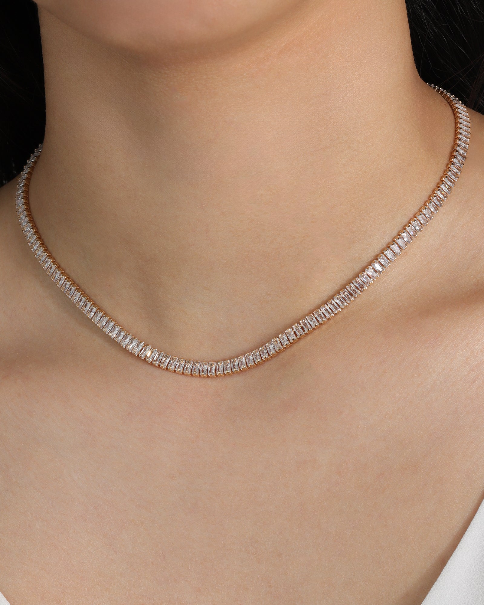 Baseline-Baguette CZ Necklace | 4mm-Necklaces-Blue Ruby Jewellery-Vancouver Canada