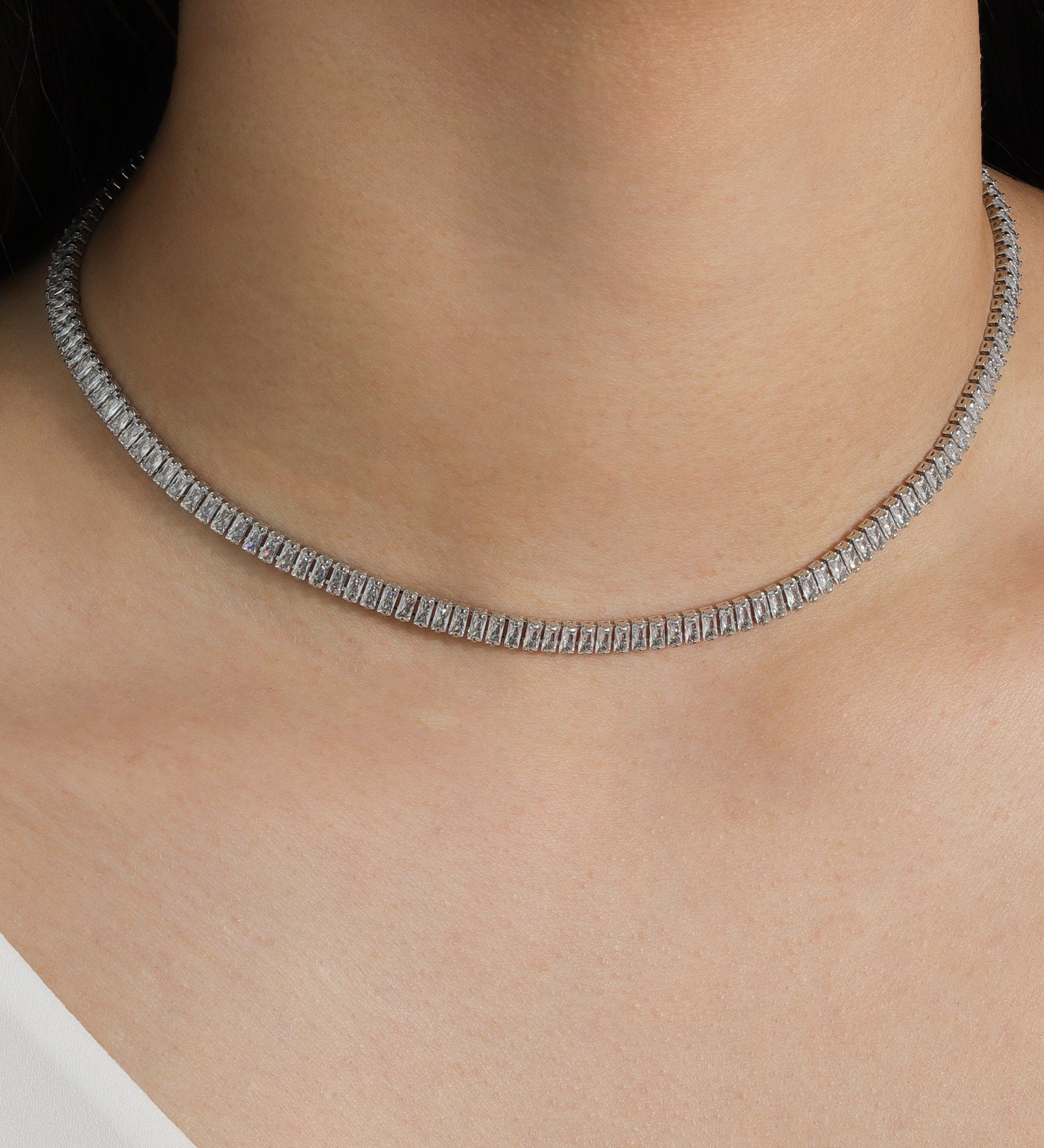Baseline-Baguette CZ Necklace | 4mm-Necklaces-Blue Ruby Jewellery-Vancouver Canada