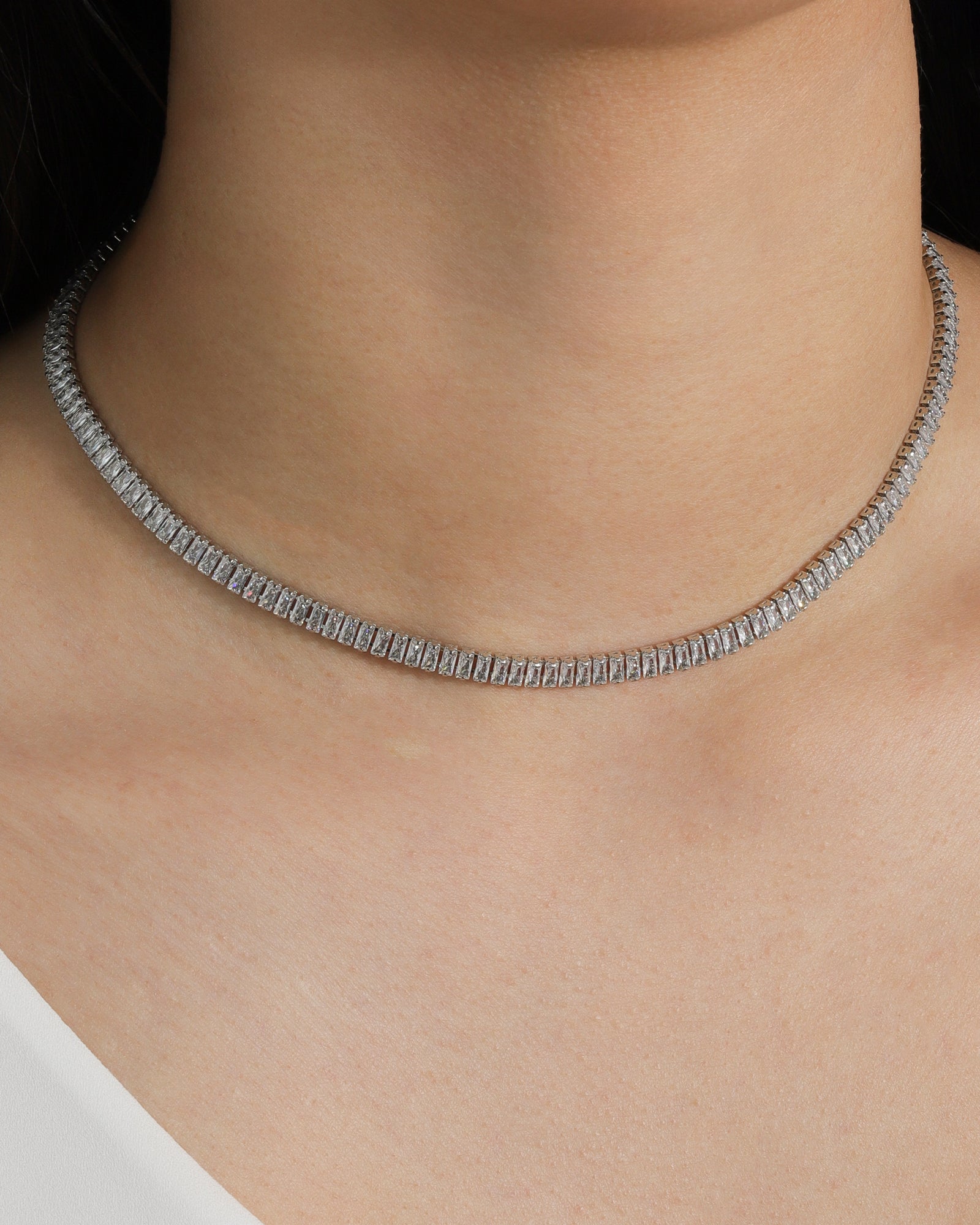 Baseline-Baguette CZ Necklace | 4mm-Necklaces-Blue Ruby Jewellery-Vancouver Canada