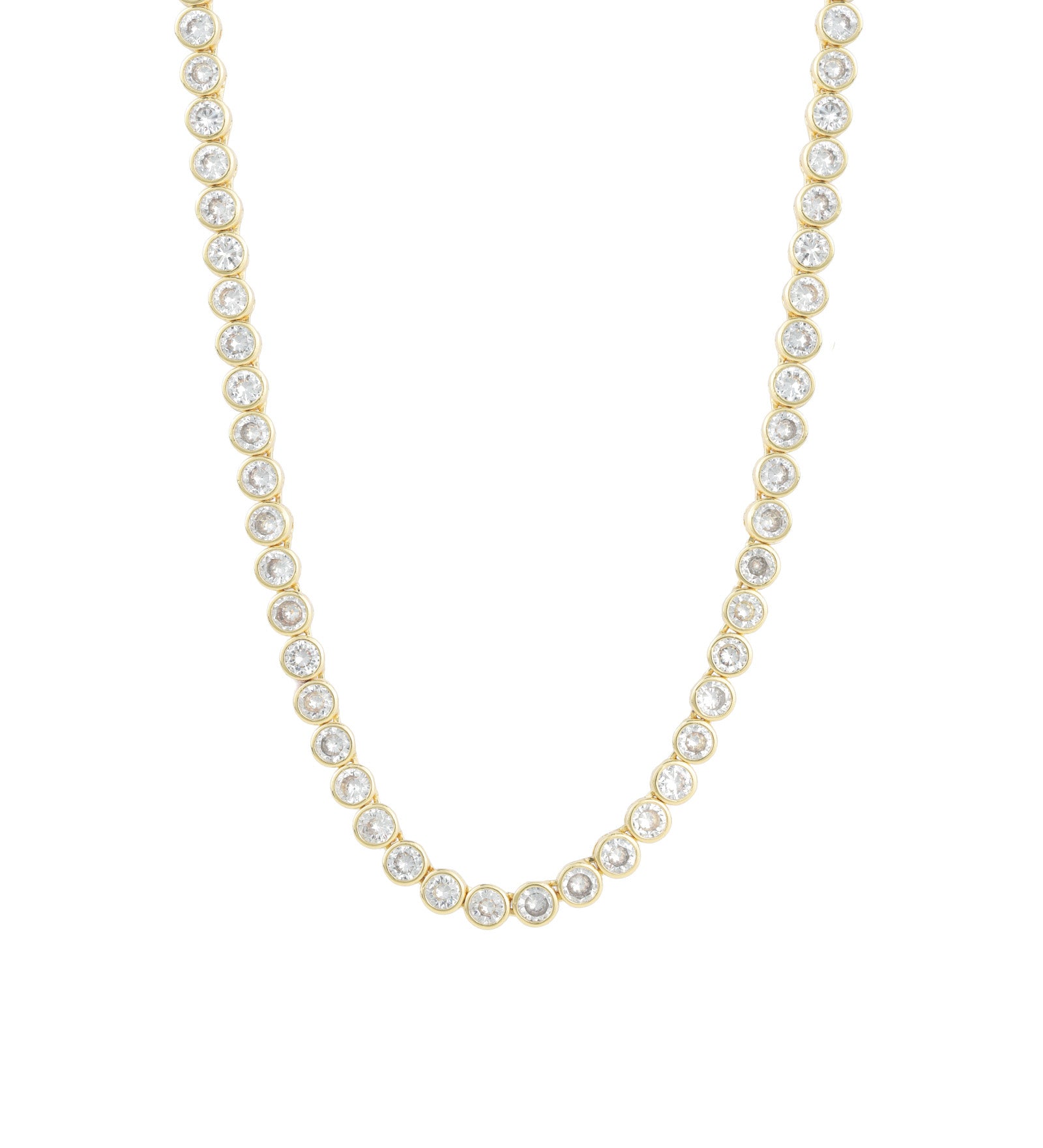 Tennis Bezel CZ Necklace | 4mm 18k Gold Plated, Cubic Zirconia