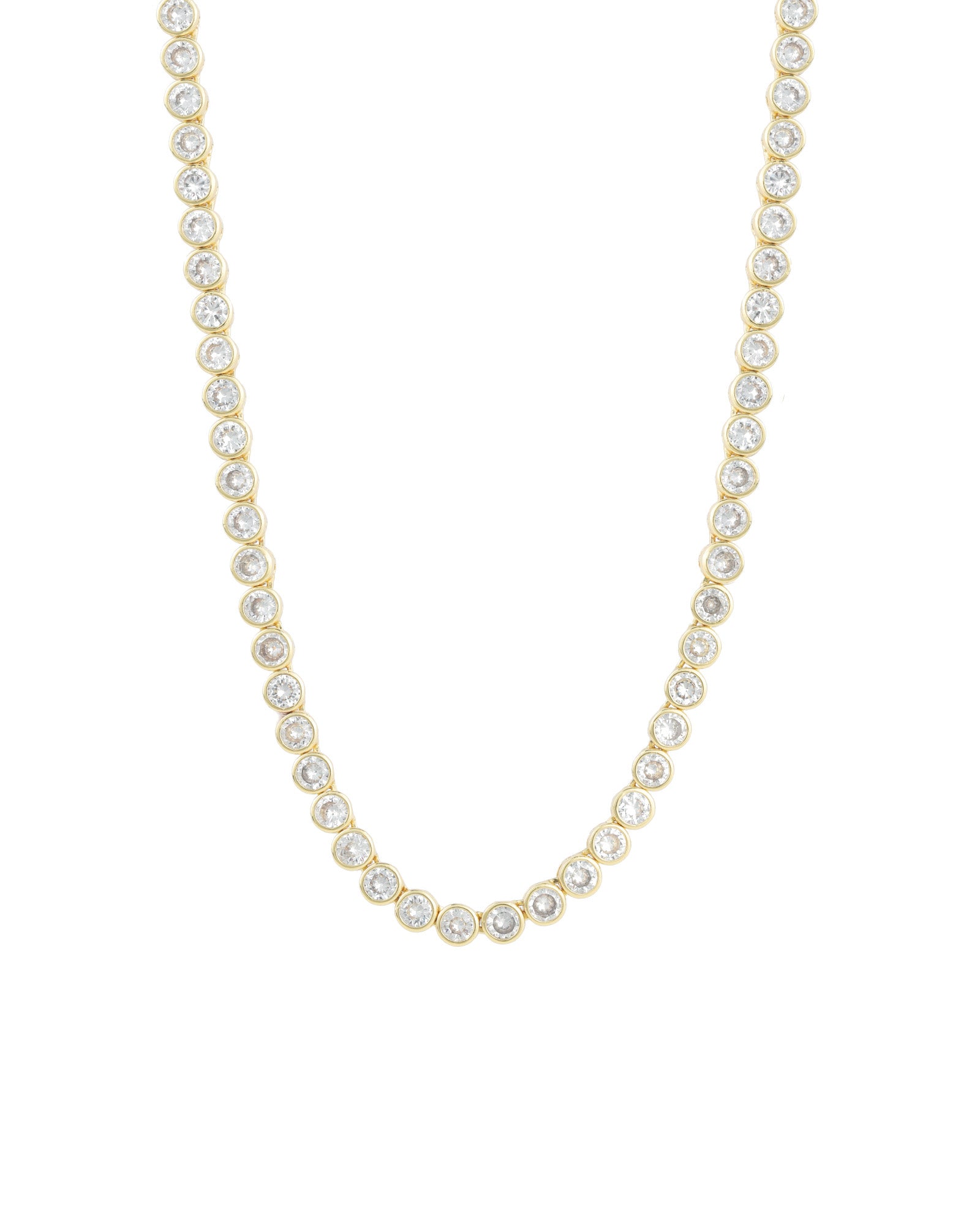 Tennis Bezel CZ Necklace | 4mm 18k Gold Plated, Cubic Zirconia