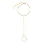 Baseline-CZ Hand Chain Bracelet-Body Jewellery-18k Gold Plated, Cubic Zirconia-Blue Ruby Jewellery-Vancouver Canada