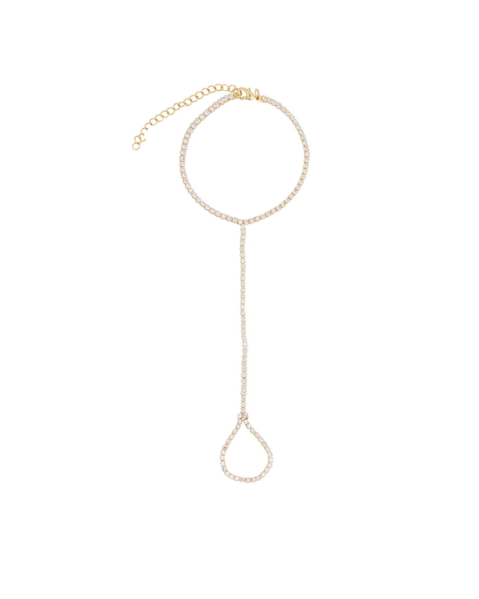 Baseline-CZ Hand Chain Bracelet-Body Jewellery-18k Gold Plated, Cubic Zirconia-Blue Ruby Jewellery-Vancouver Canada