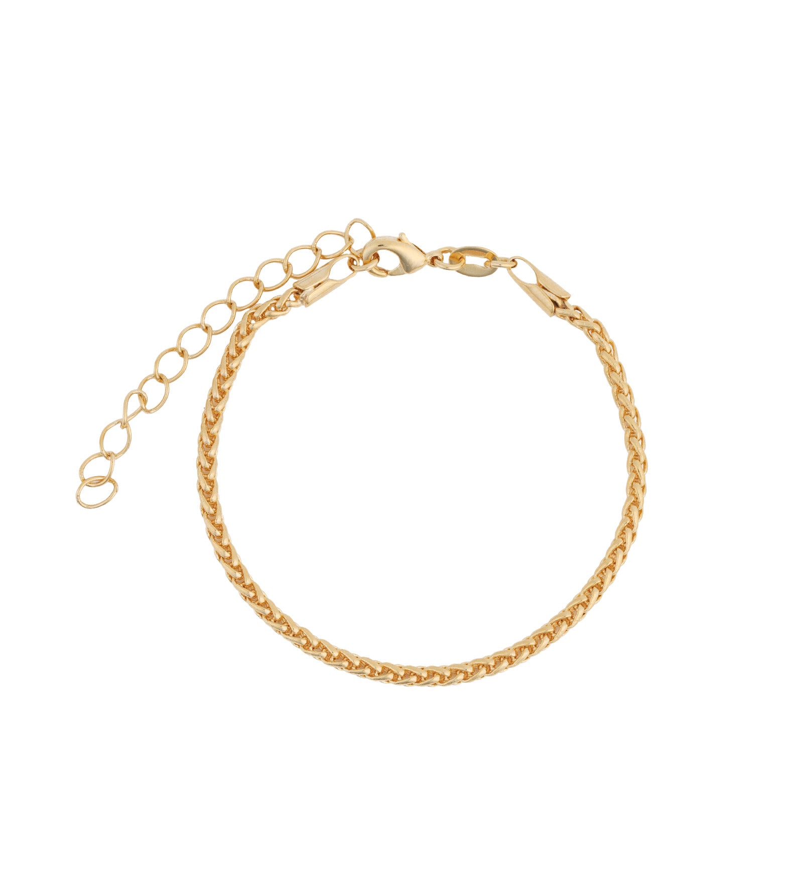 Wheat Chain Bracelet | 2mm 18k Gold Plated