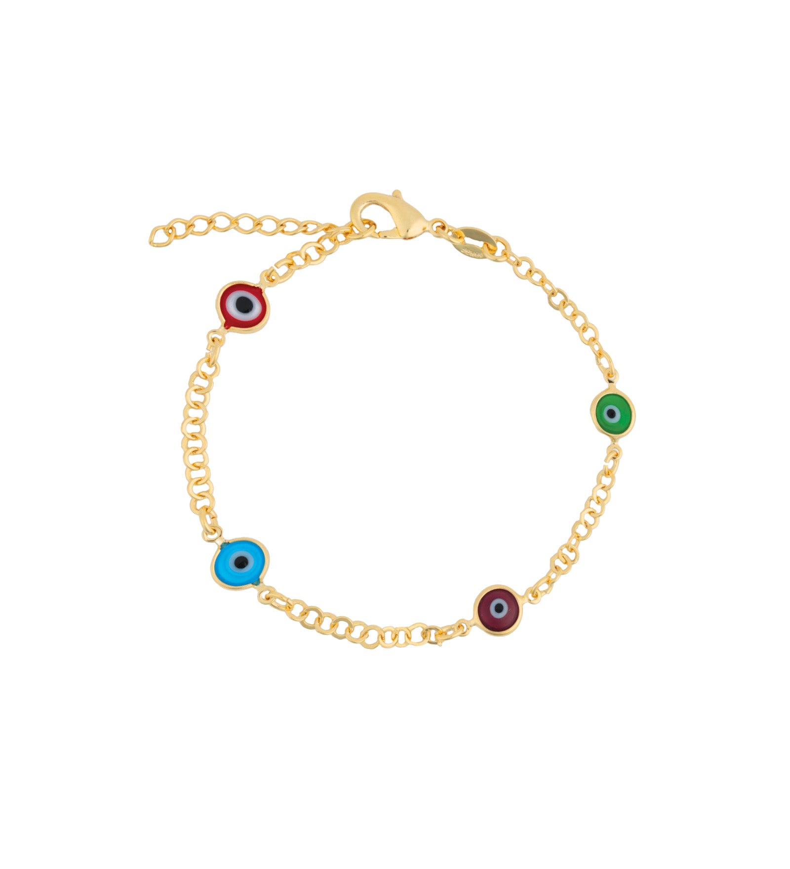 Evil Eye Mix Station Bracelet 18k Gold Plated, Enamel