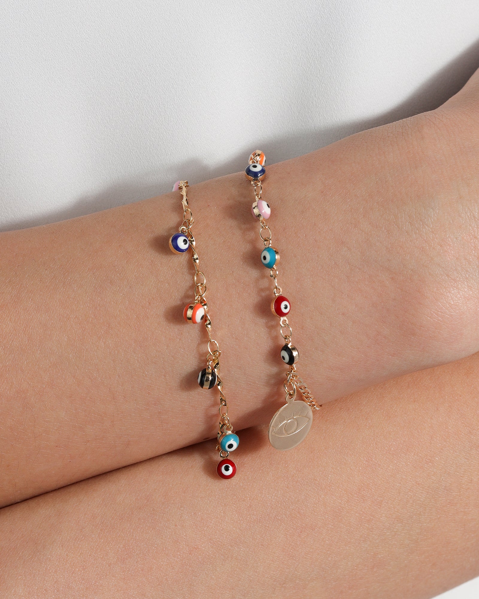 Baseline-Evil Eye Chain Charm Bracelet-Bracelets-Blue Ruby Jewellery-Vancouver Canada