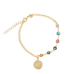 Baseline-Evil Eye Chain Charm Bracelet-Bracelets-18k Gold Plated, Enamel-Blue Ruby Jewellery-Vancouver Canada