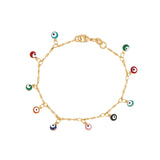 Baseline-Evil Eye Multi Drop Bracelet-Bracelets-18k Gold Plated-Blue Ruby Jewellery-Vancouver Canada