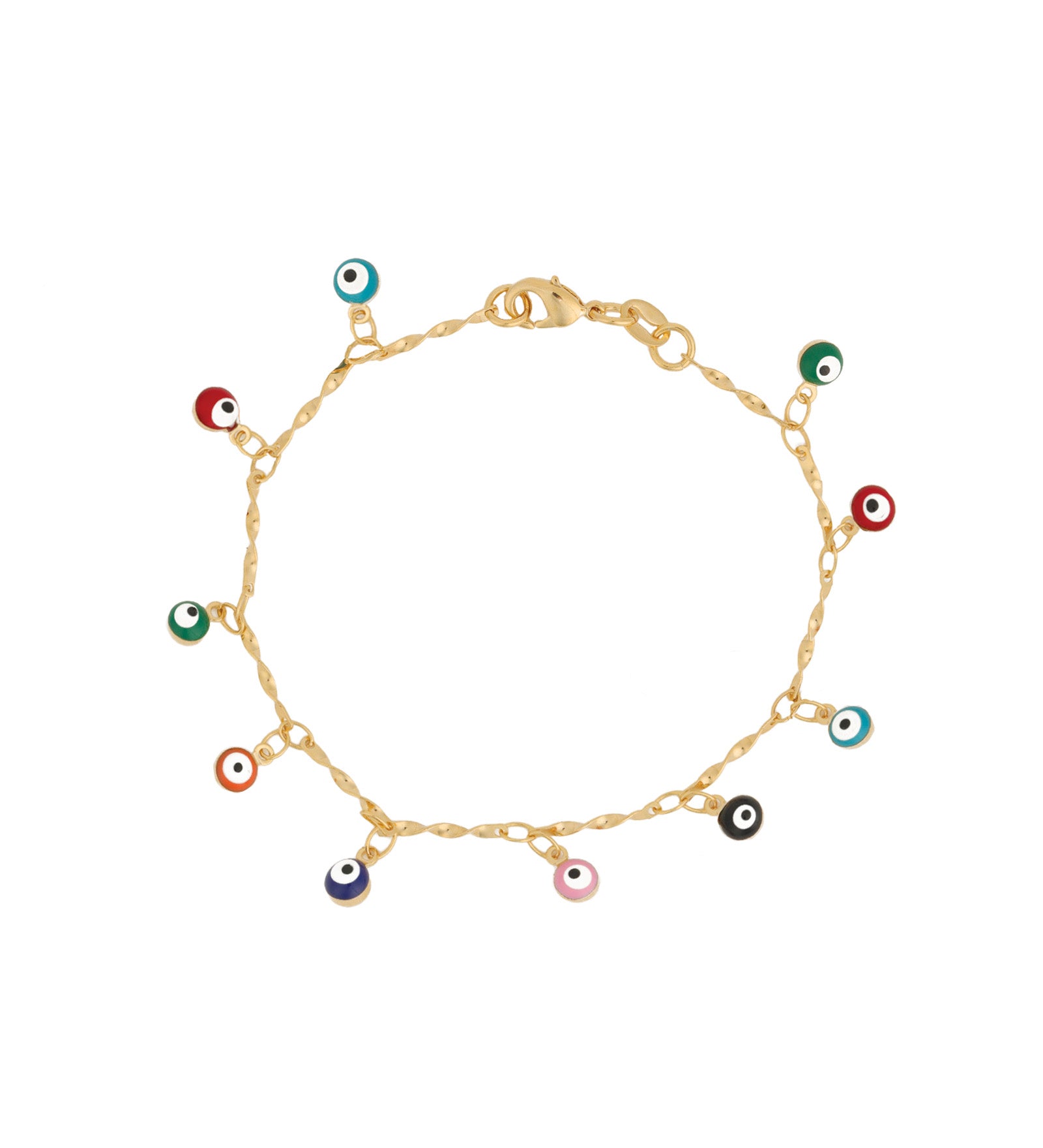 Baseline-Evil Eye Multi Drop Bracelet-Bracelets-18k Gold Plated-Blue Ruby Jewellery-Vancouver Canada
