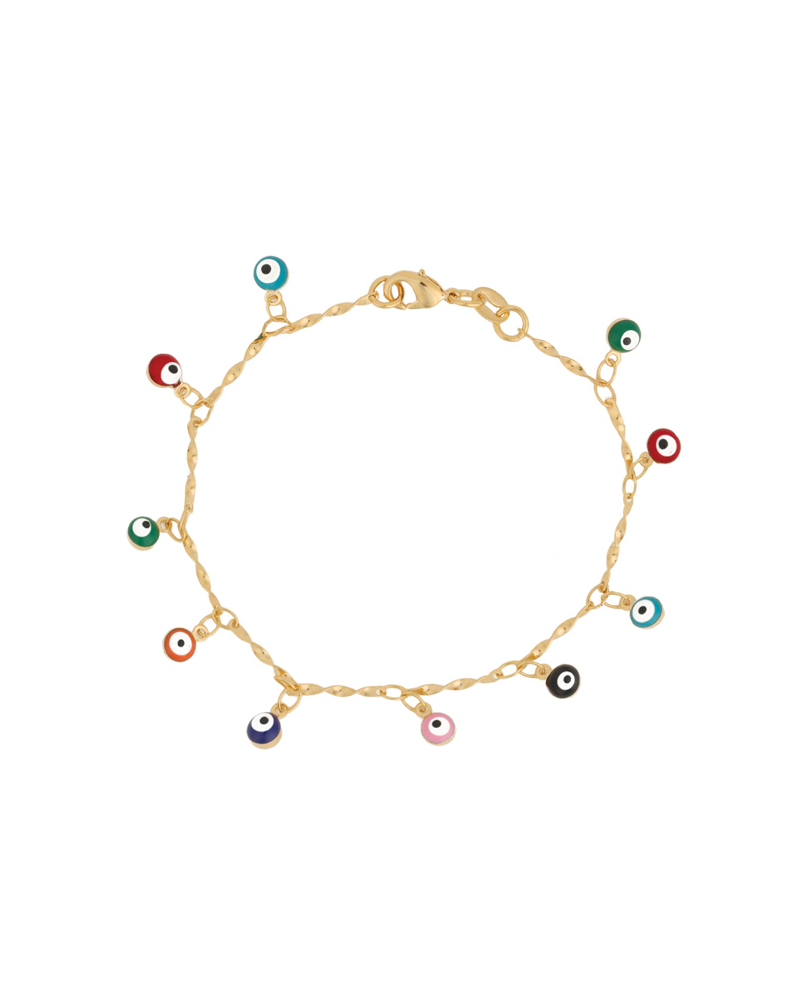Baseline-Evil Eye Multi Drop Bracelet-Bracelets-18k Gold Plated-Blue Ruby Jewellery-Vancouver Canada