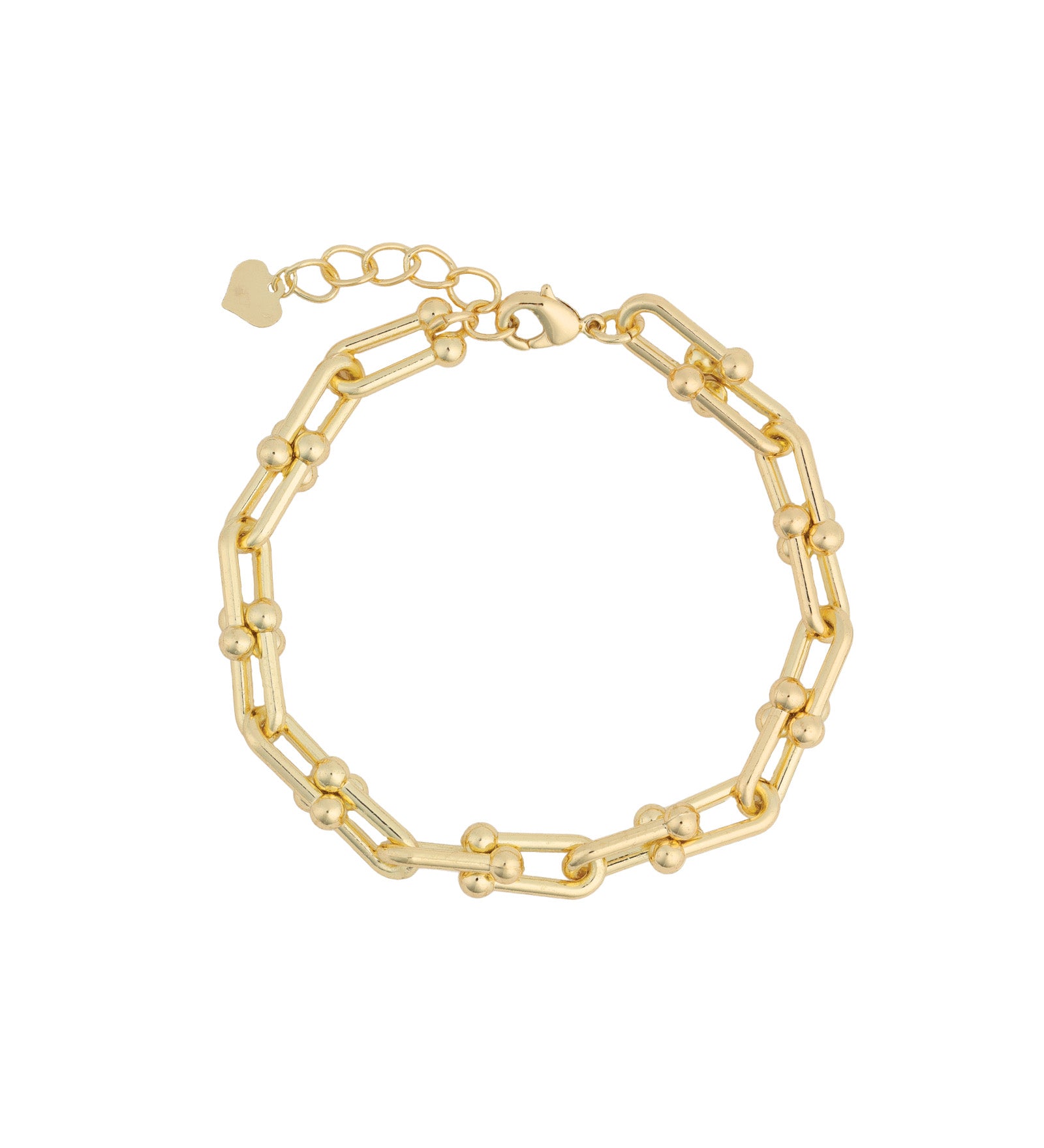 Paperclip Ball Link Bracelet 18k Gold Plated