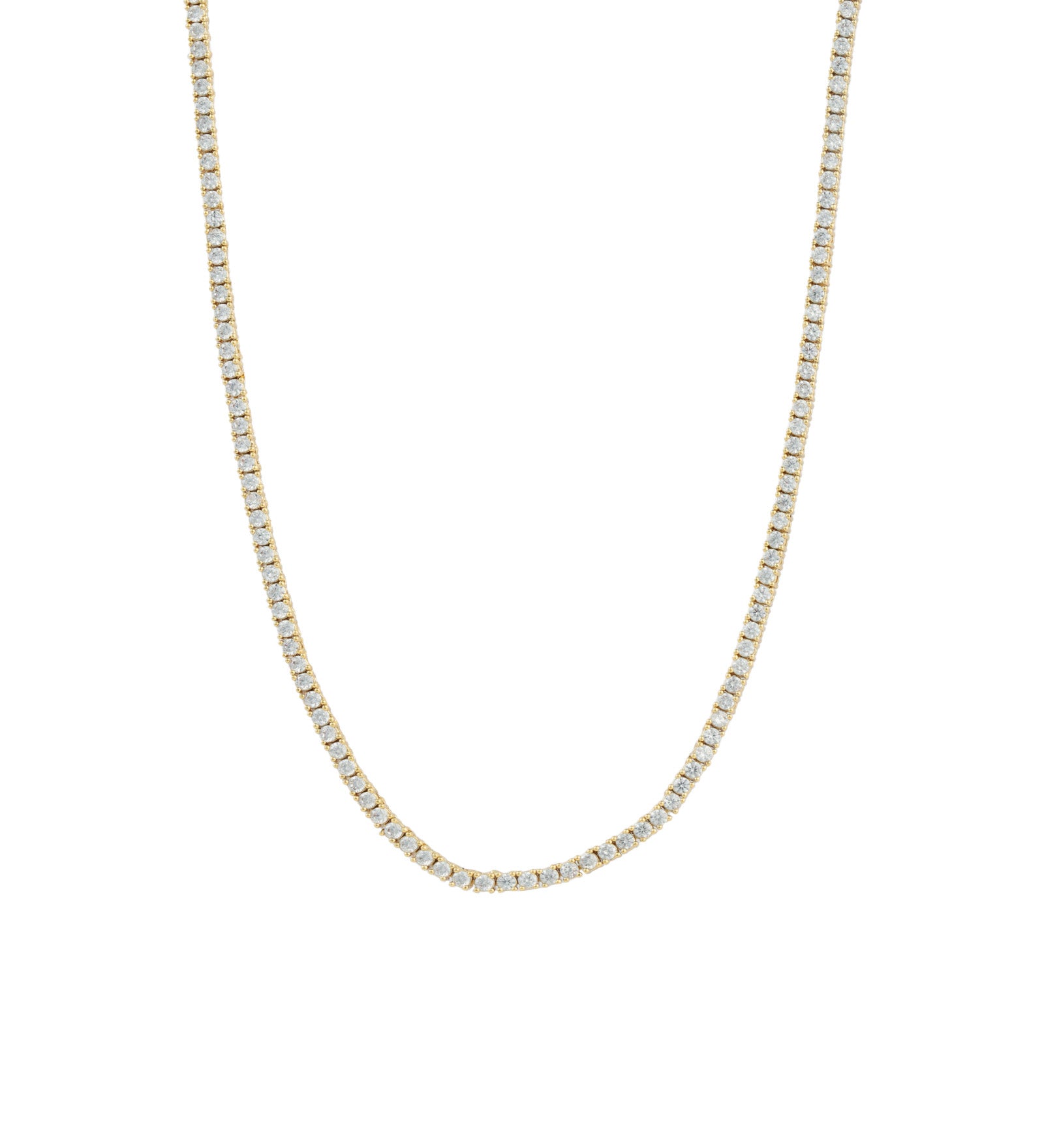 Tennis CZ Necklace | 3mm 18k Gold Plated, Cubic Zirconia