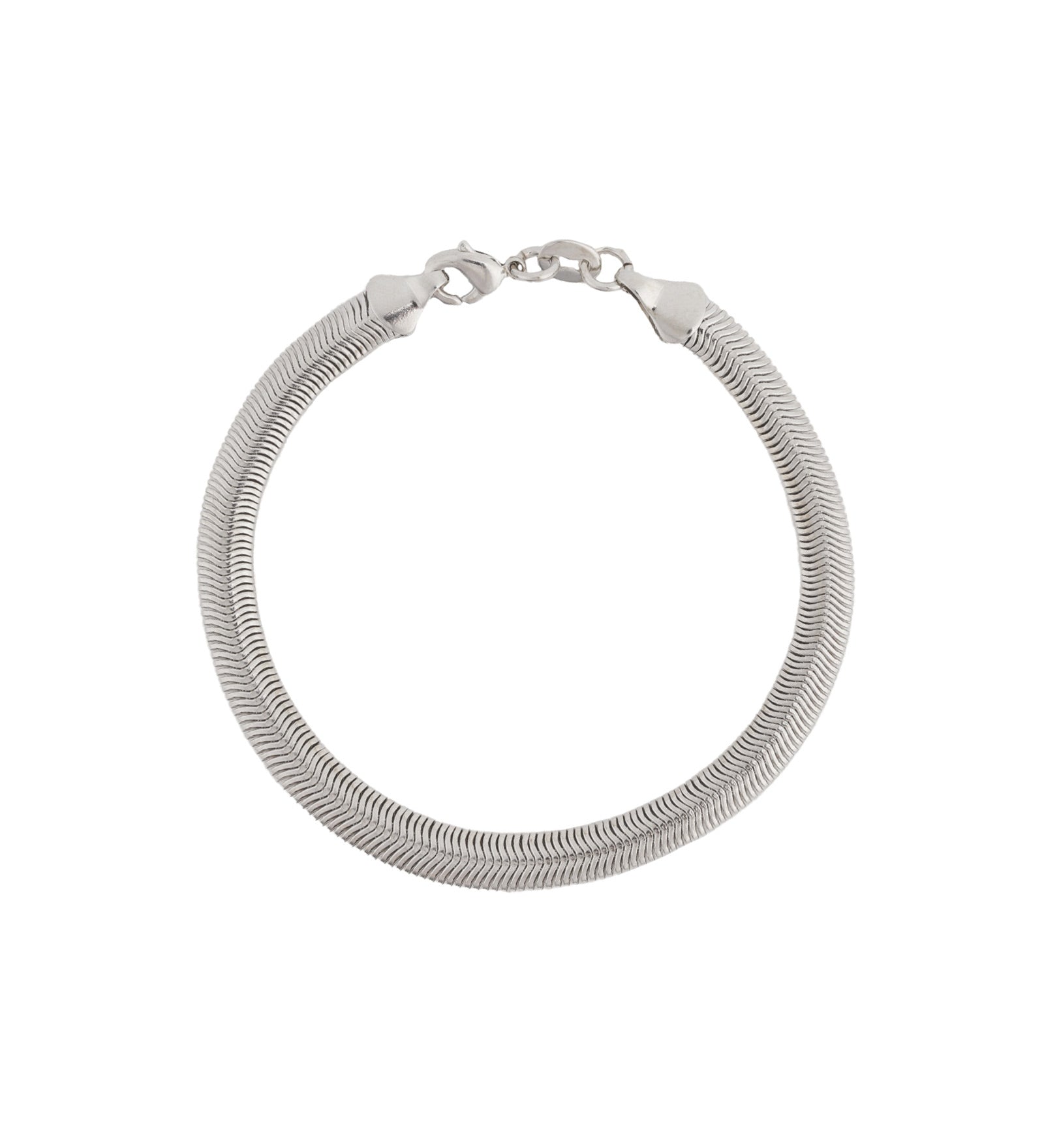 Flat Snake Bracelet | 5mm Rhodium Plated