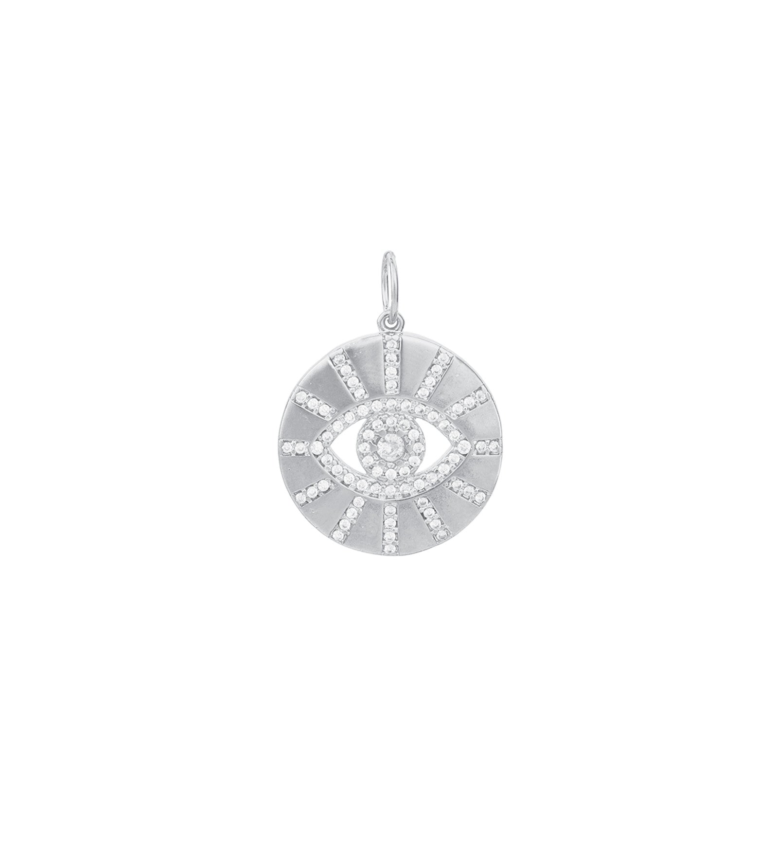 Evil Eye Pavé Charm Rhodium Plated, Cubic Zirconia