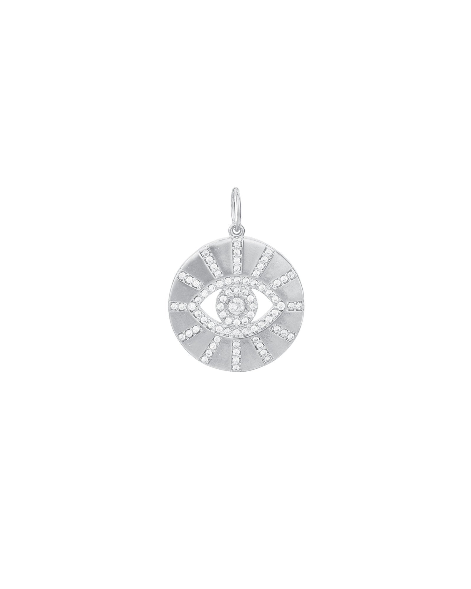 Evil Eye Pavé Charm Rhodium Plated, Cubic Zirconia