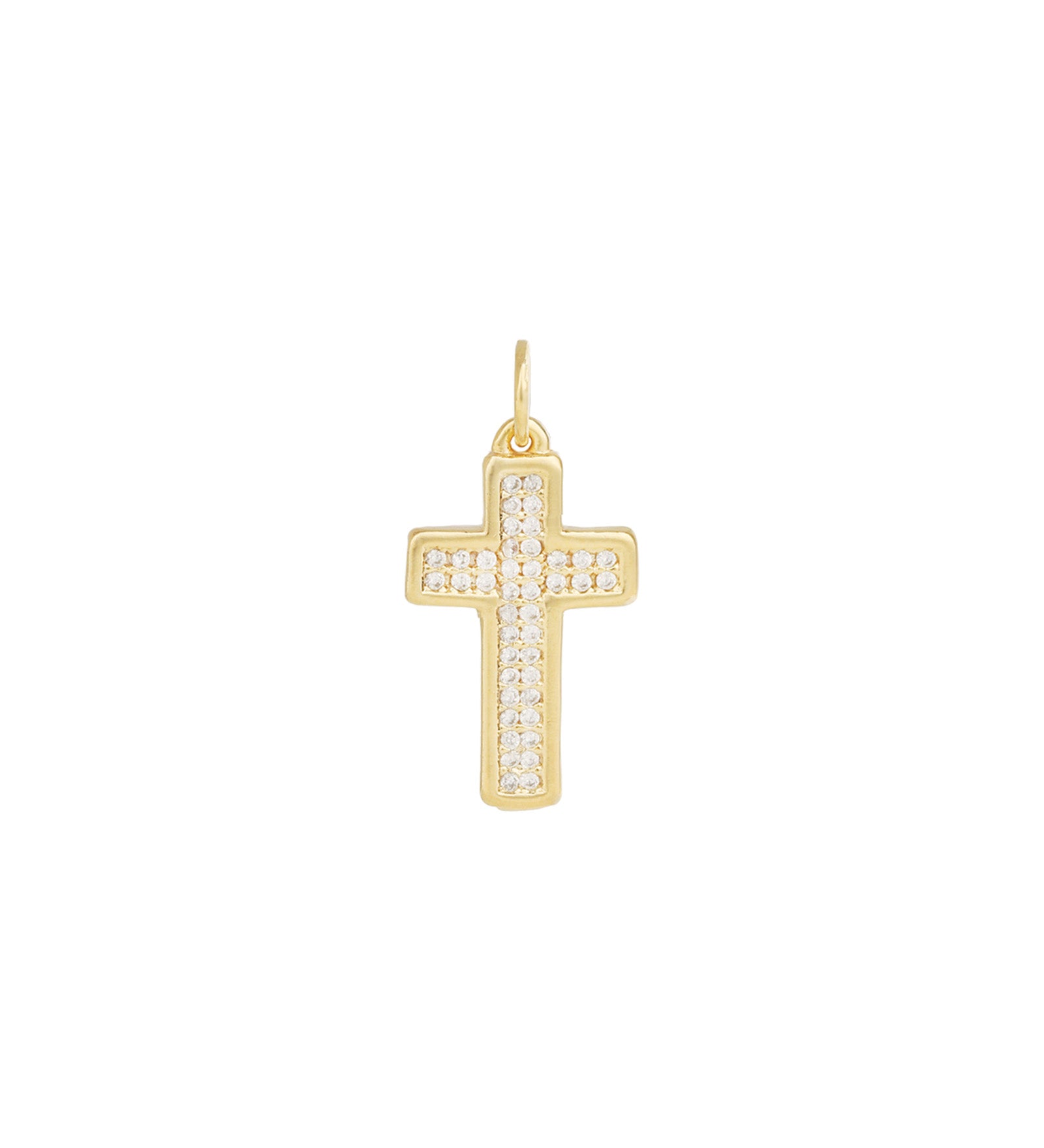 Cross Pavé Charm 18k Gold Plated, Cubic Zirconia