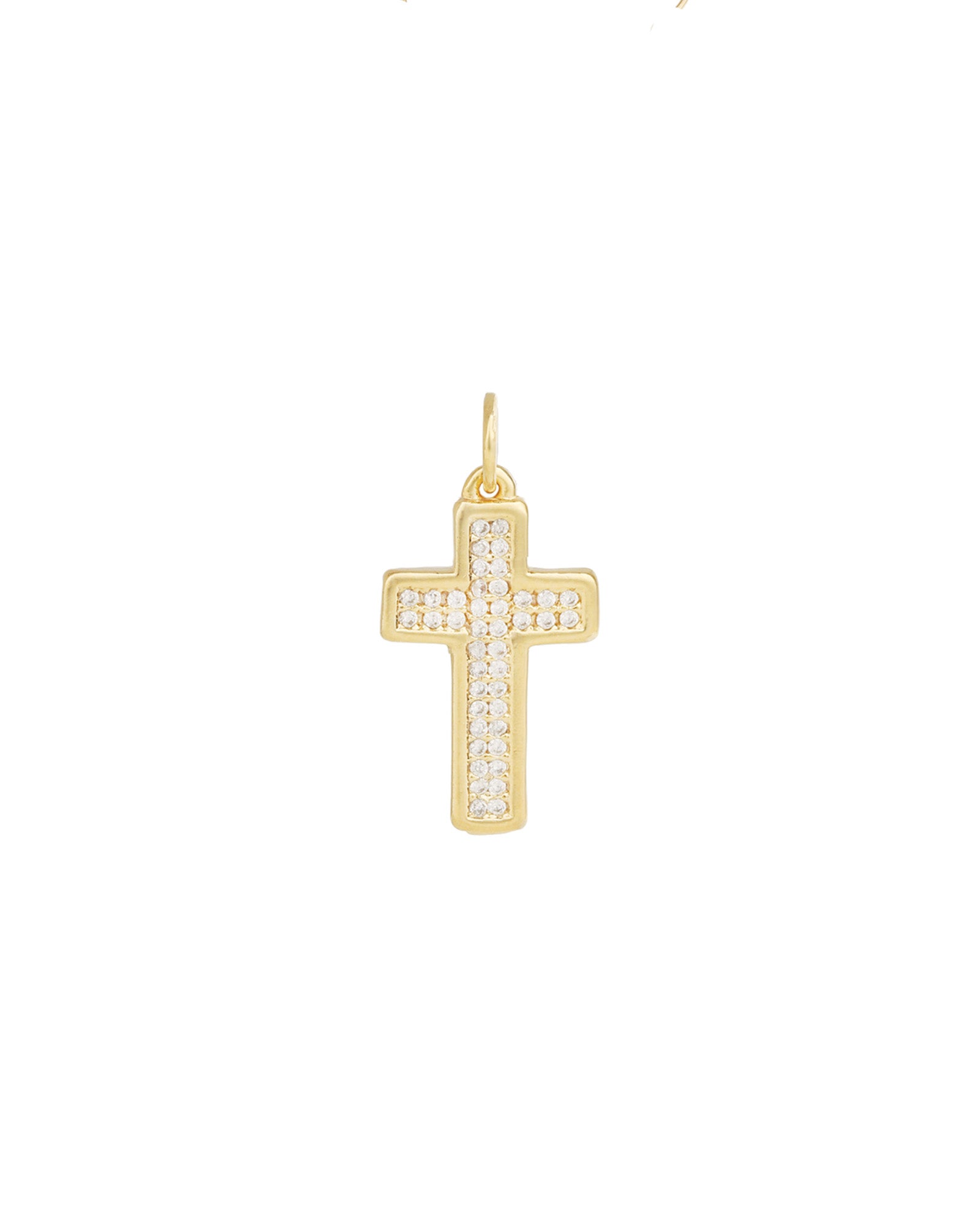 Cross Pavé Charm 18k Gold Plated, Cubic Zirconia