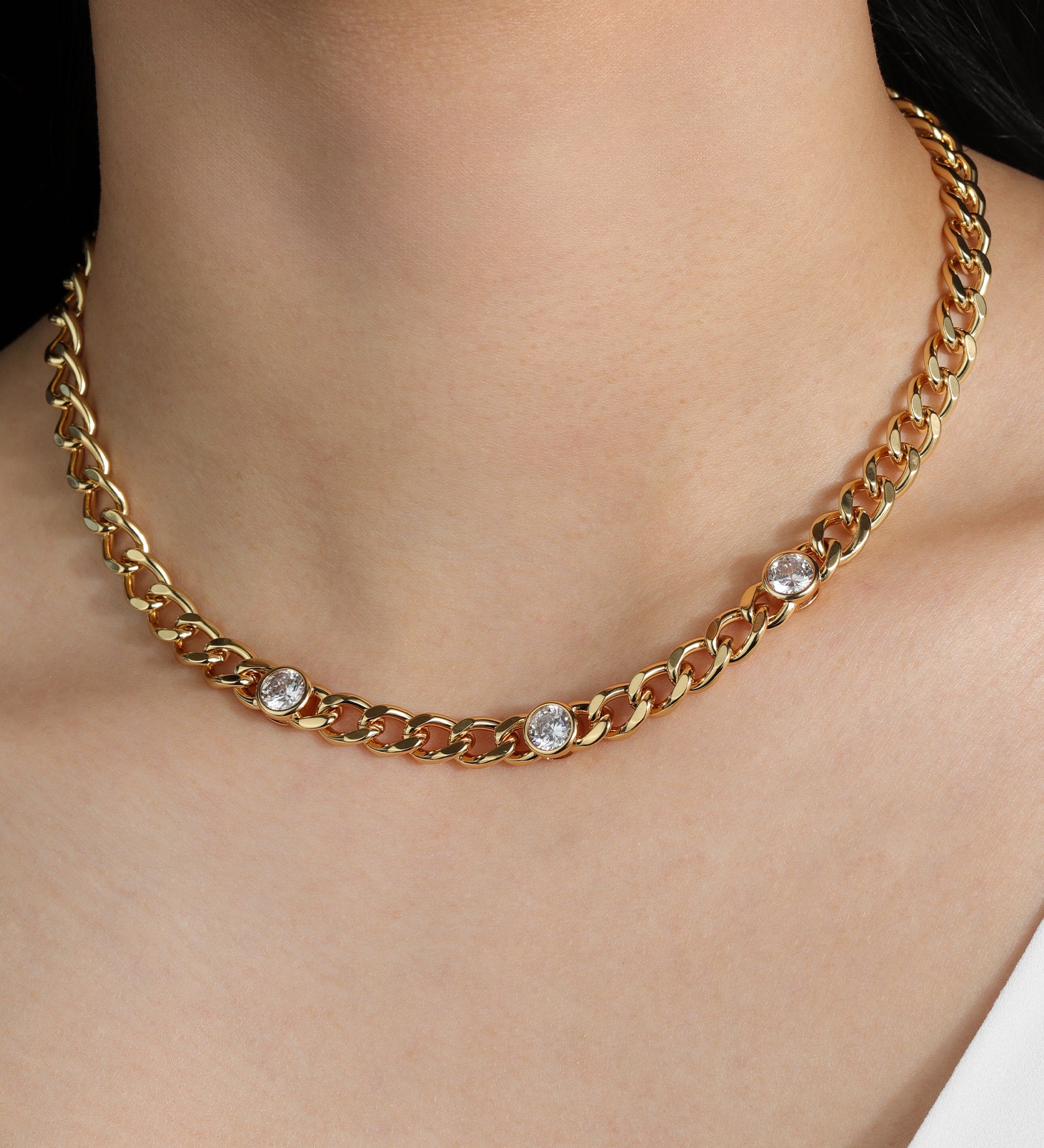 Baseline-Cuban Link 3 CZ Necklace | 7mm-Necklaces-Blue Ruby Jewellery-Vancouver Canada
