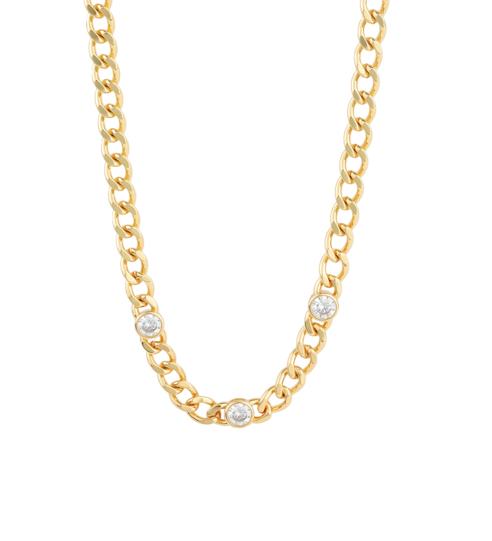 Cuban Link 3 CZ Necklace | 7mm 18k Gold Plated, Cubic Zirconia
