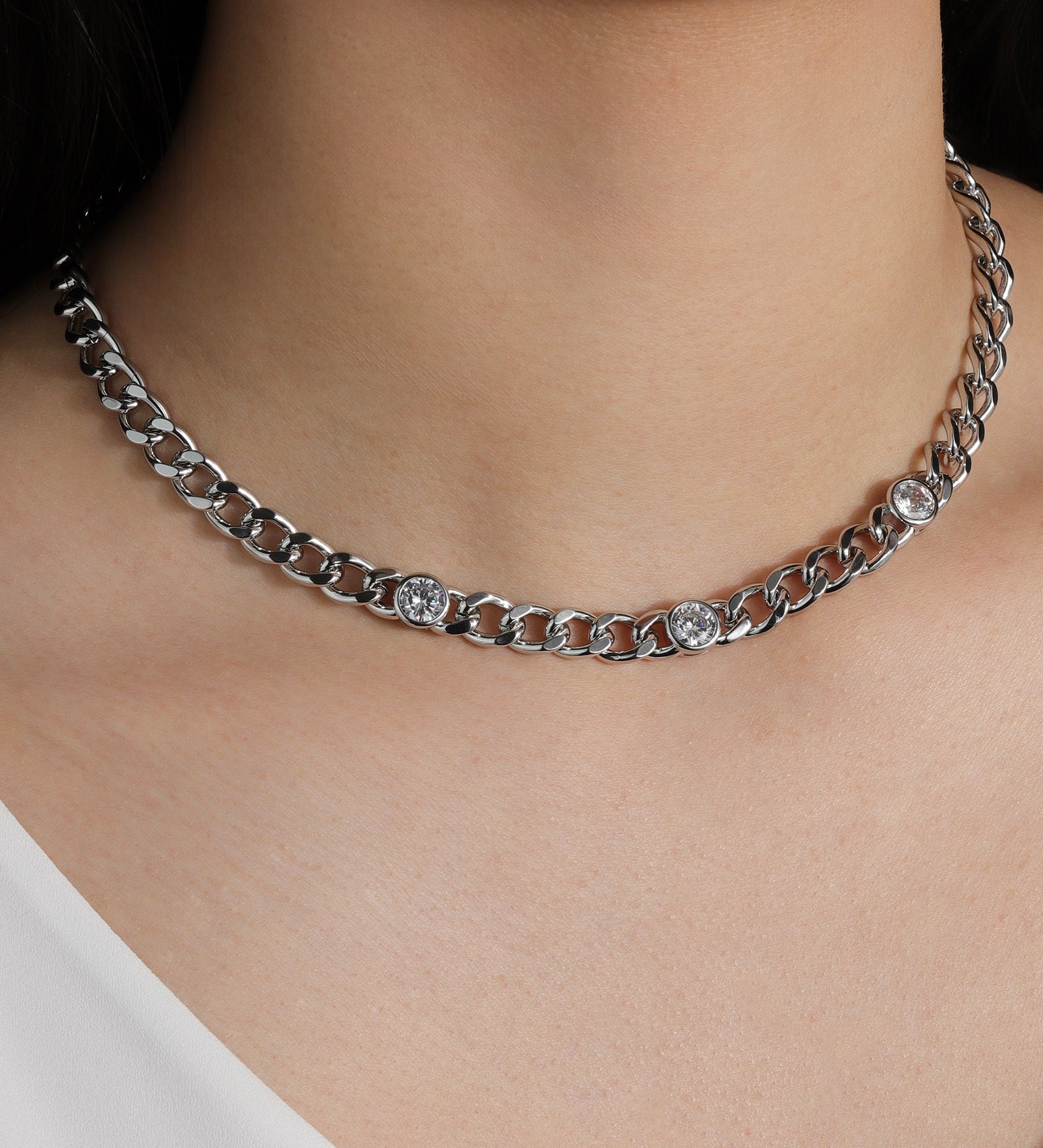 Baseline-Cuban Link 3 CZ Necklace | 7mm-Necklaces-Blue Ruby Jewellery-Vancouver Canada