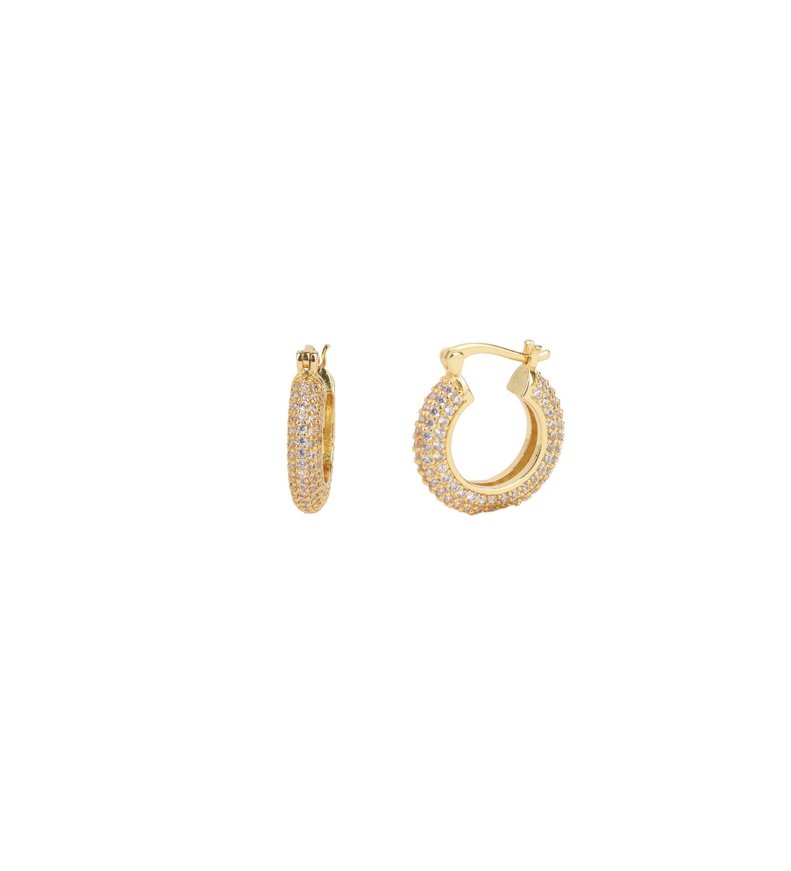 Pavé Tube Hoops | 18mm 18k Gold Plated, Cubic Zirconia