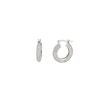 Pavé Tube Hoops | 18mm Rhodium Plated, Cubic Zirconia
