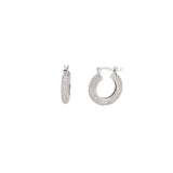Pavé Tube Hoops | 18mm Rhodium Plated, Cubic Zirconia