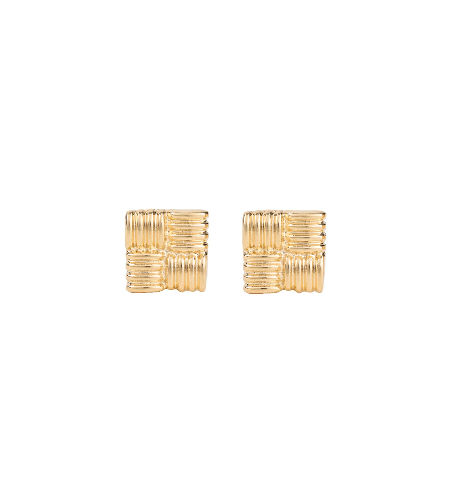 Baseline-Woven Square Studs-Earrings-18k Gold Plated-Blue Ruby Jewellery-Vancouver Canada