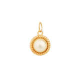 Rope Pearl Charm 18k Gold Plated, White Pearl