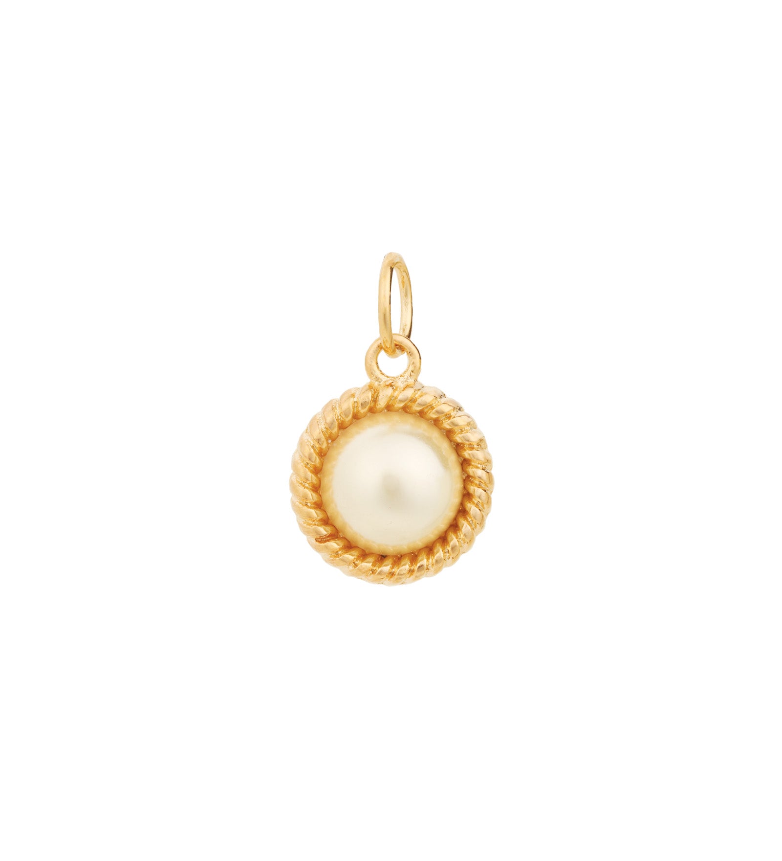 Rope Pearl Charm 18k Gold Plated, White Pearl